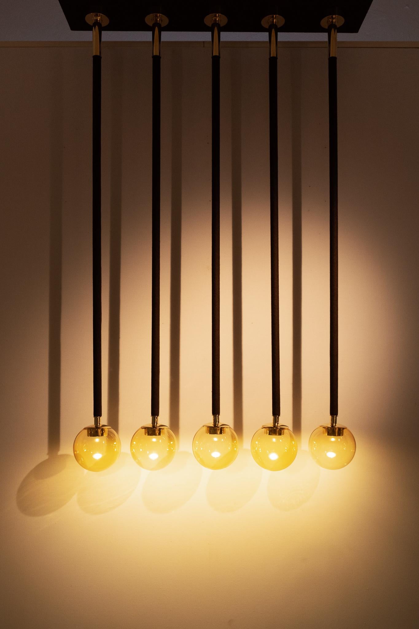 21st Century Filippo Feroldi Suspension Lamps Murano Glass Brass Various Colors For Sale 1