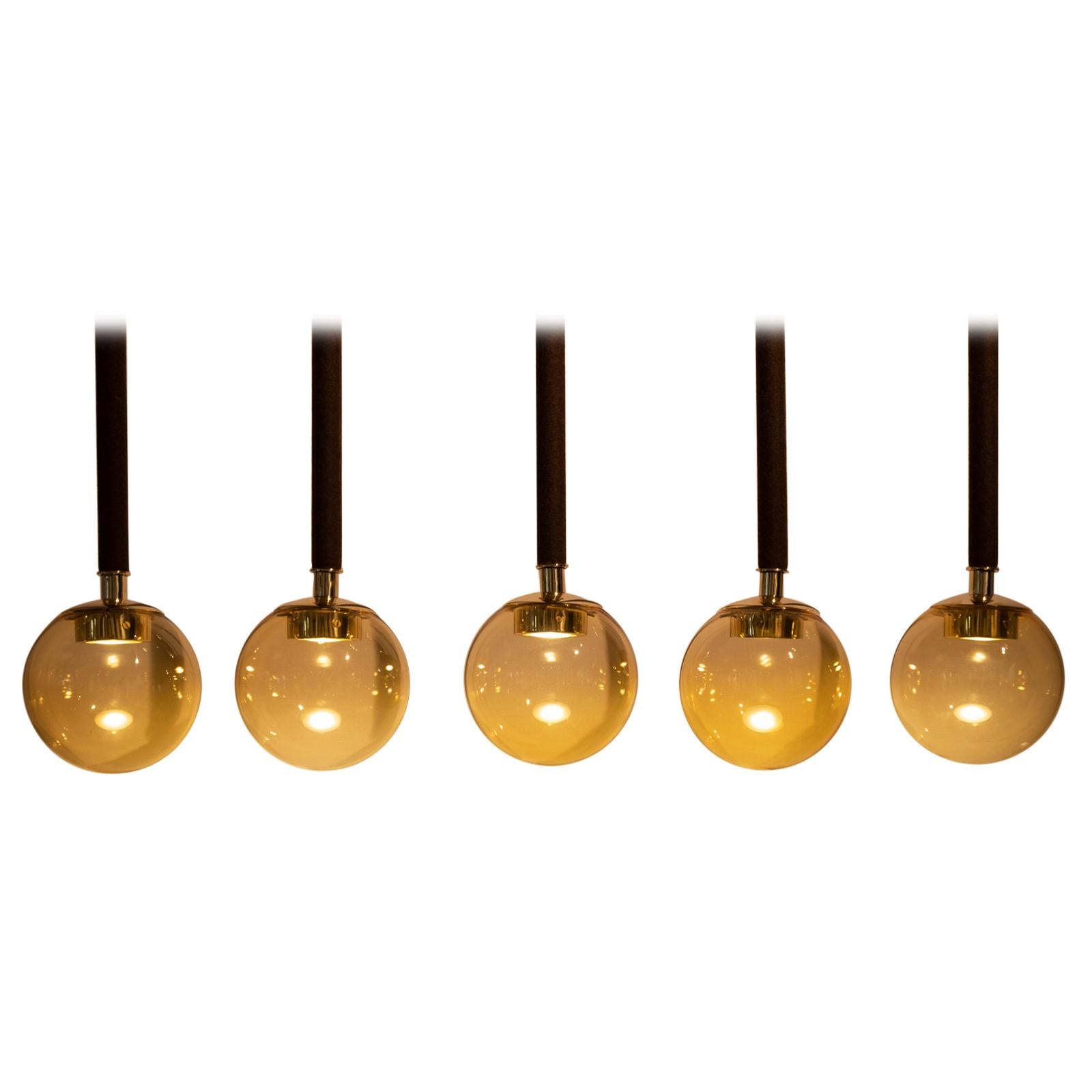 21st Century Filippo Feroldi Suspension Lamps Murano Glass Brass Various Colors For Sale