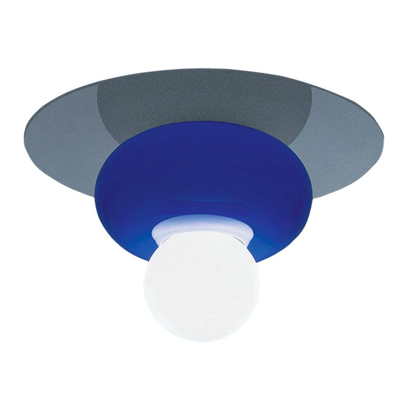21st Century Firenze Flush Light in Crystal/Sapphire by Ettore Sottsass