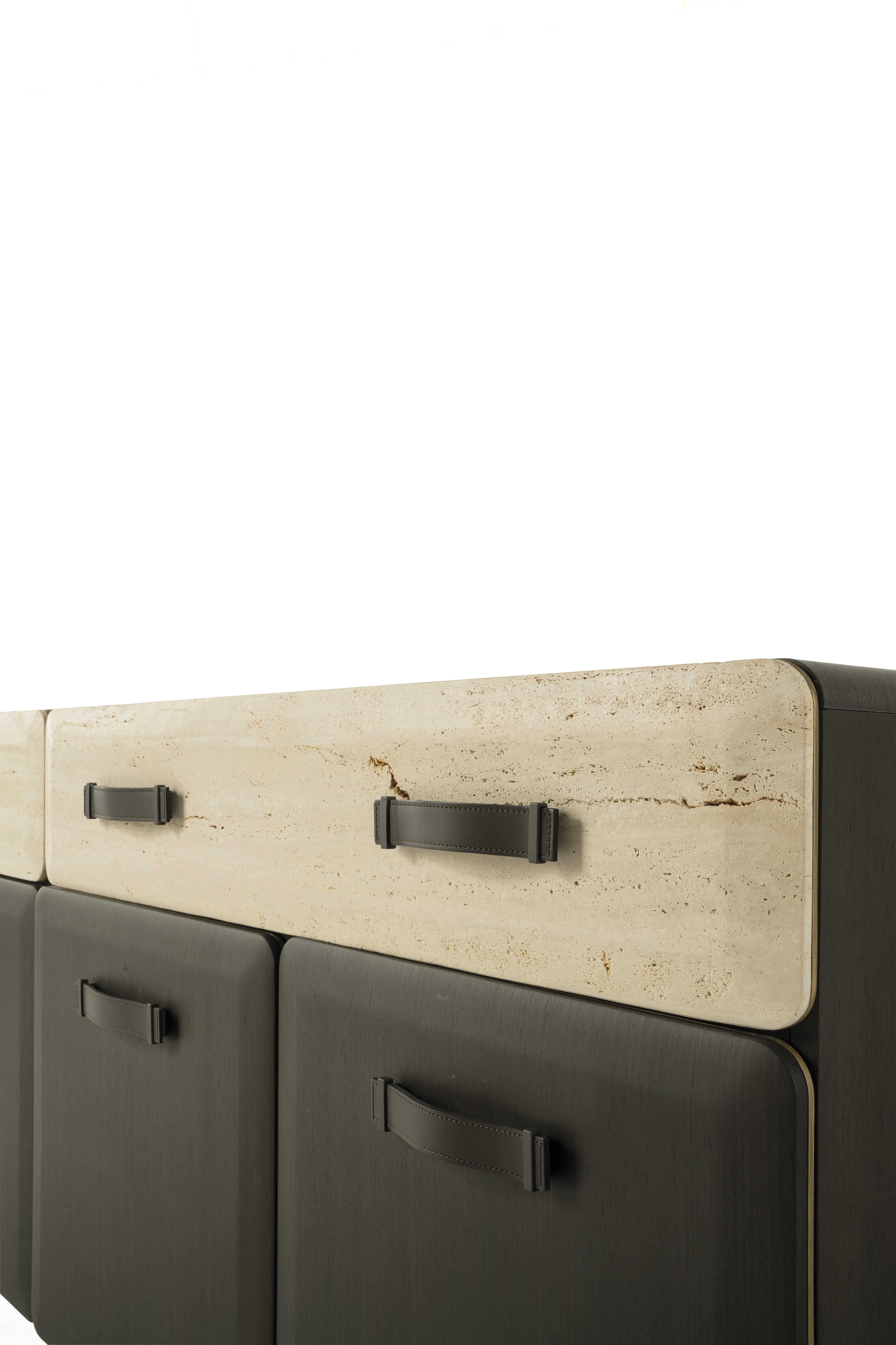 Metal 21st Century Five Points Sideboard in Tay Wood by Gianfranco Ferré Home For Sale