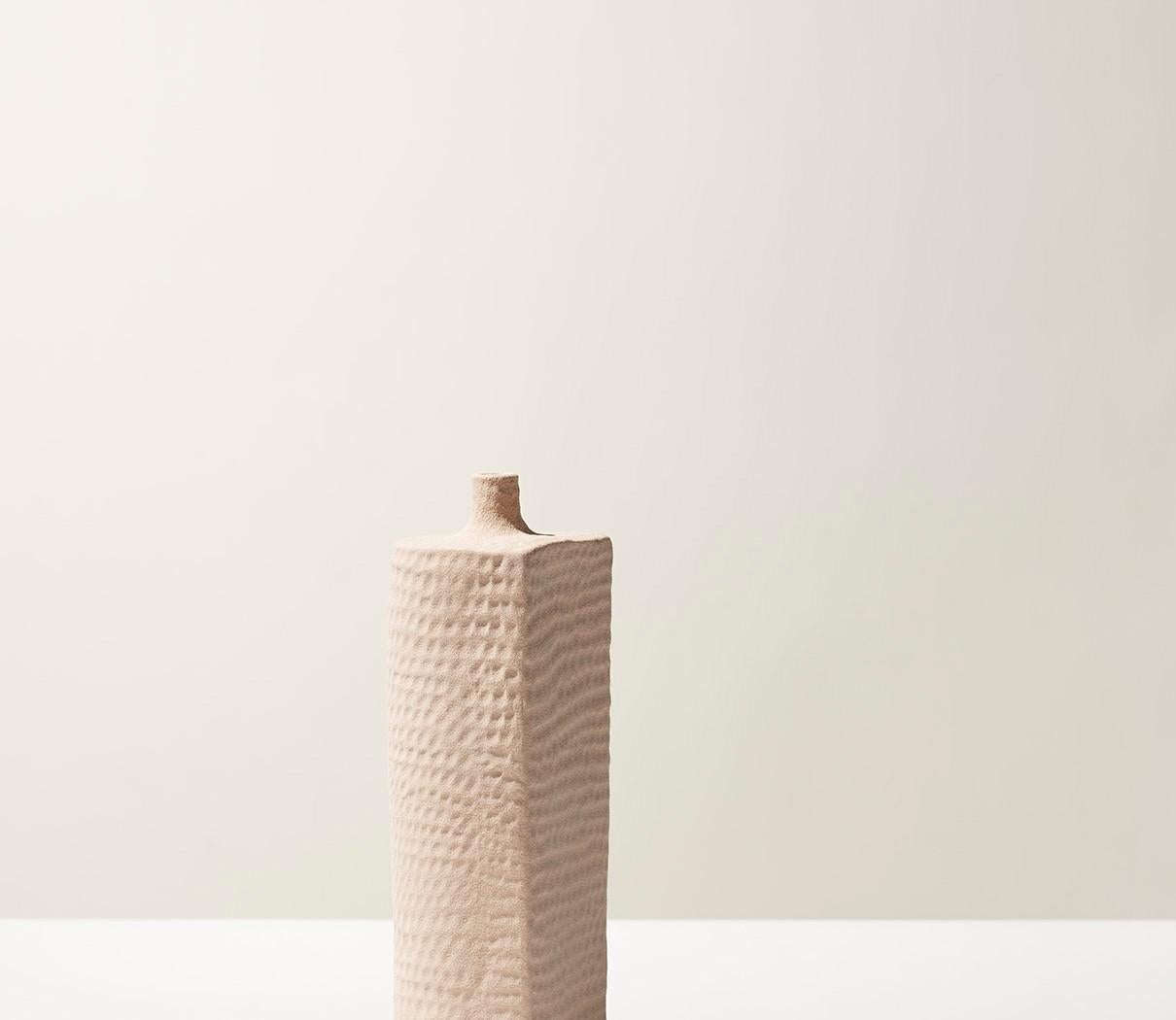 Modern 21st Century Flat Side Pink Matt Vase by Ceramica Gatti, designer A. Anastasio For Sale