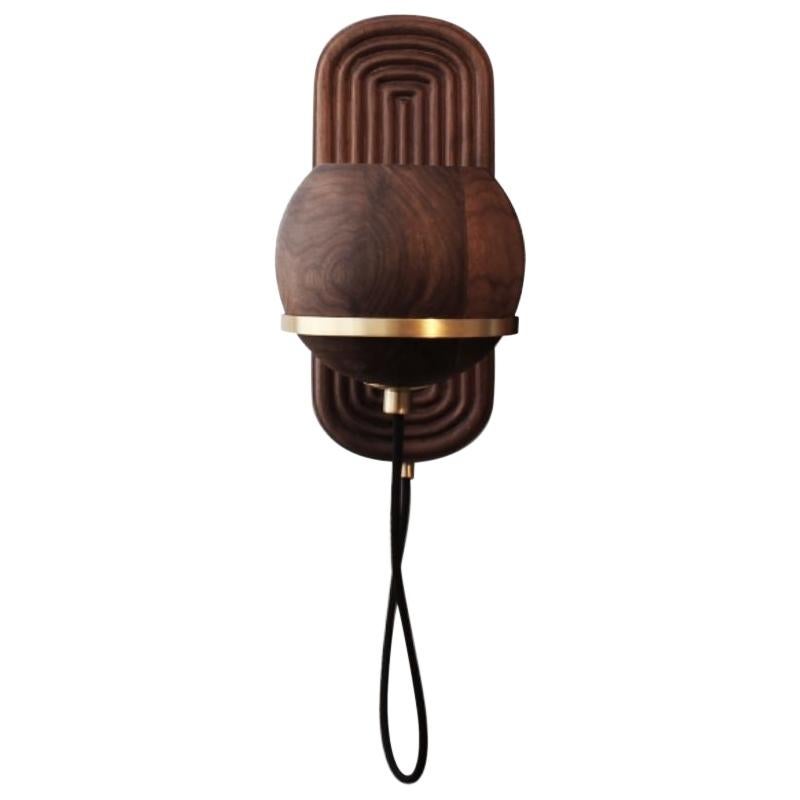 21st Century Fleming Wall Lamp Walnut Wood For Sale