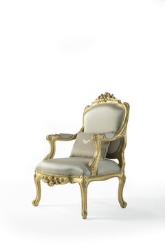 21st Century Fleury Armchair in Fabric with Gold Leaf Finishing