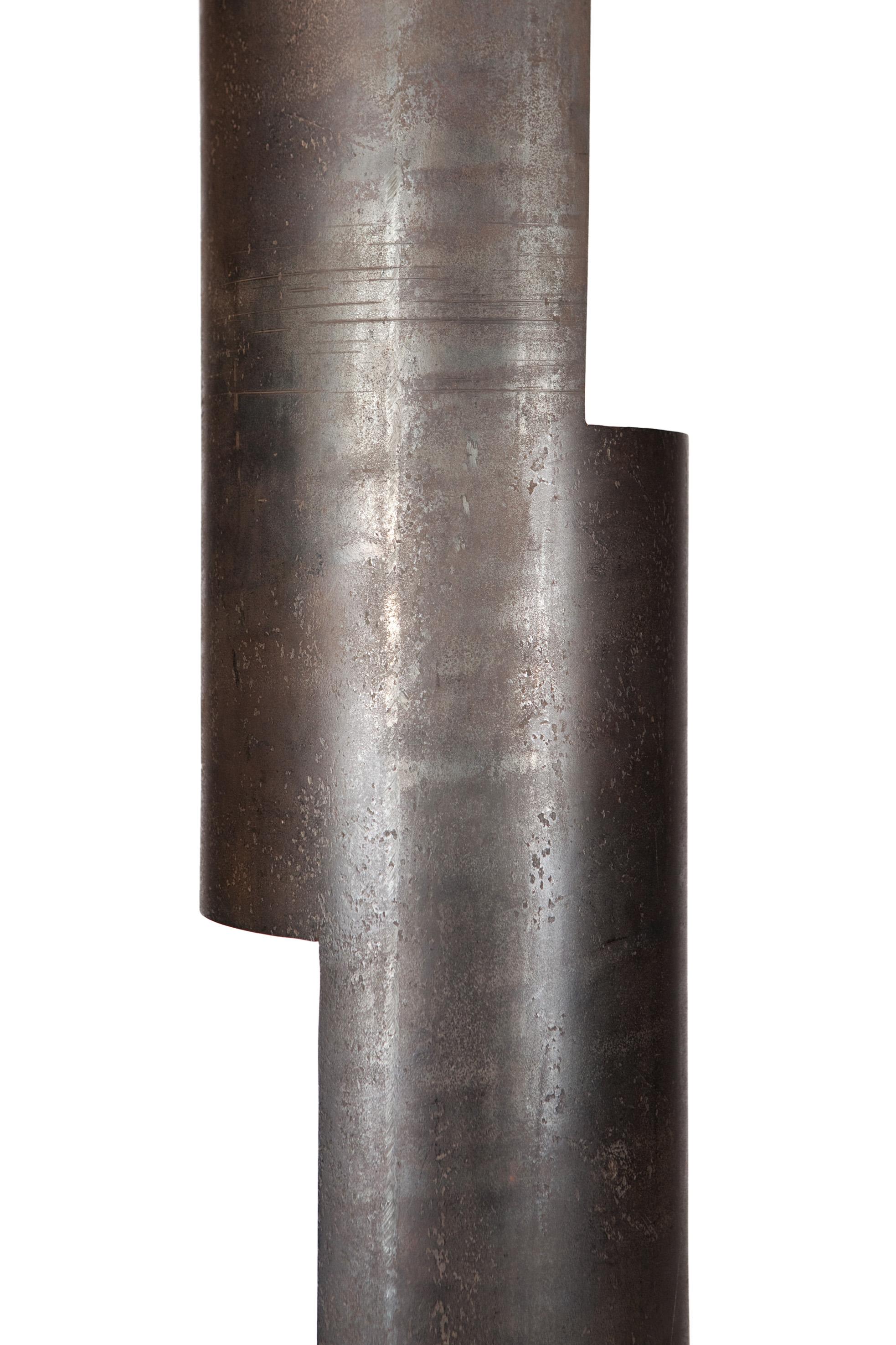 Patinated 21st Century Floor Lamp Rough Steel LED For Sale