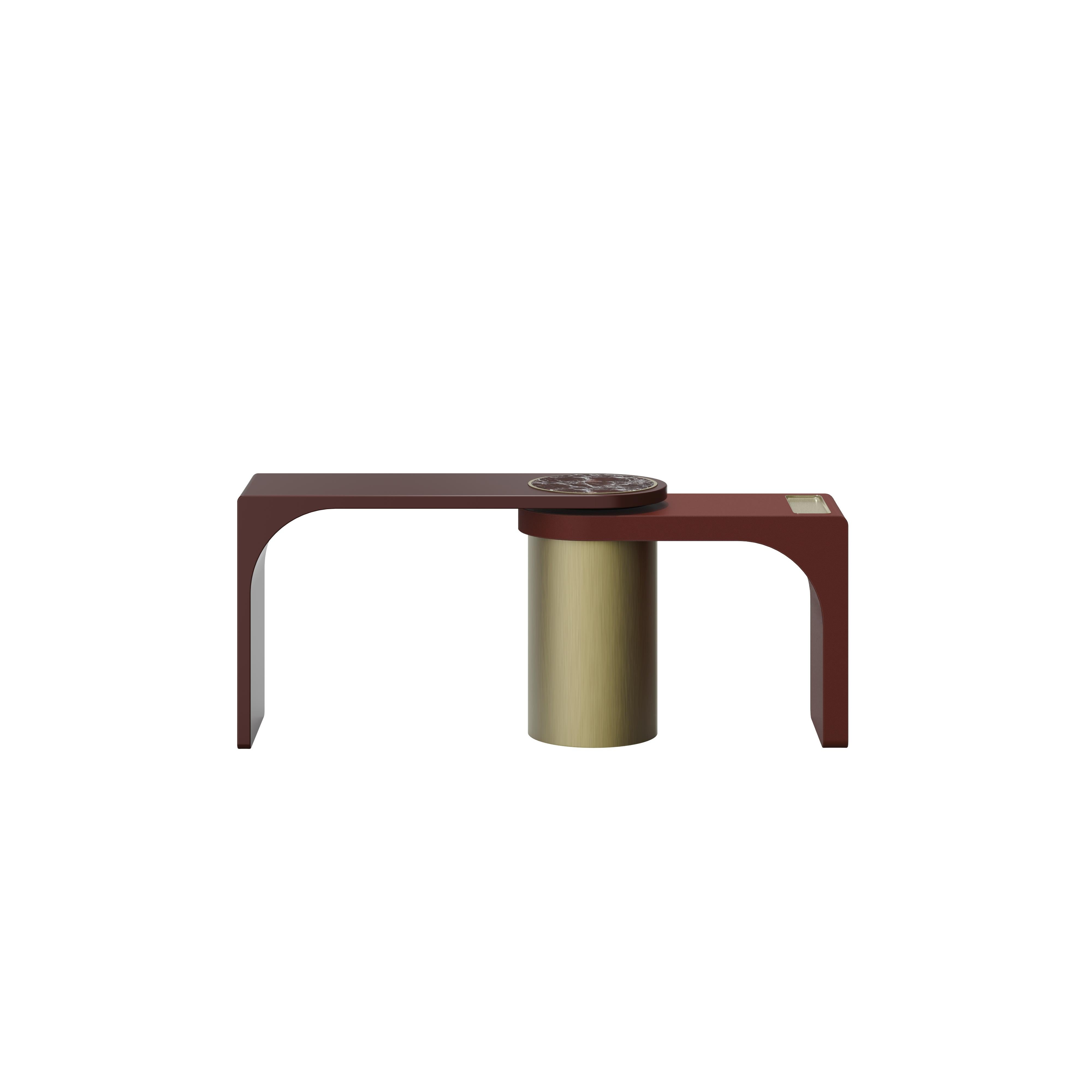 Portugais Console de Floride du 21e siècle en bois laqué et cuir brossé en vente