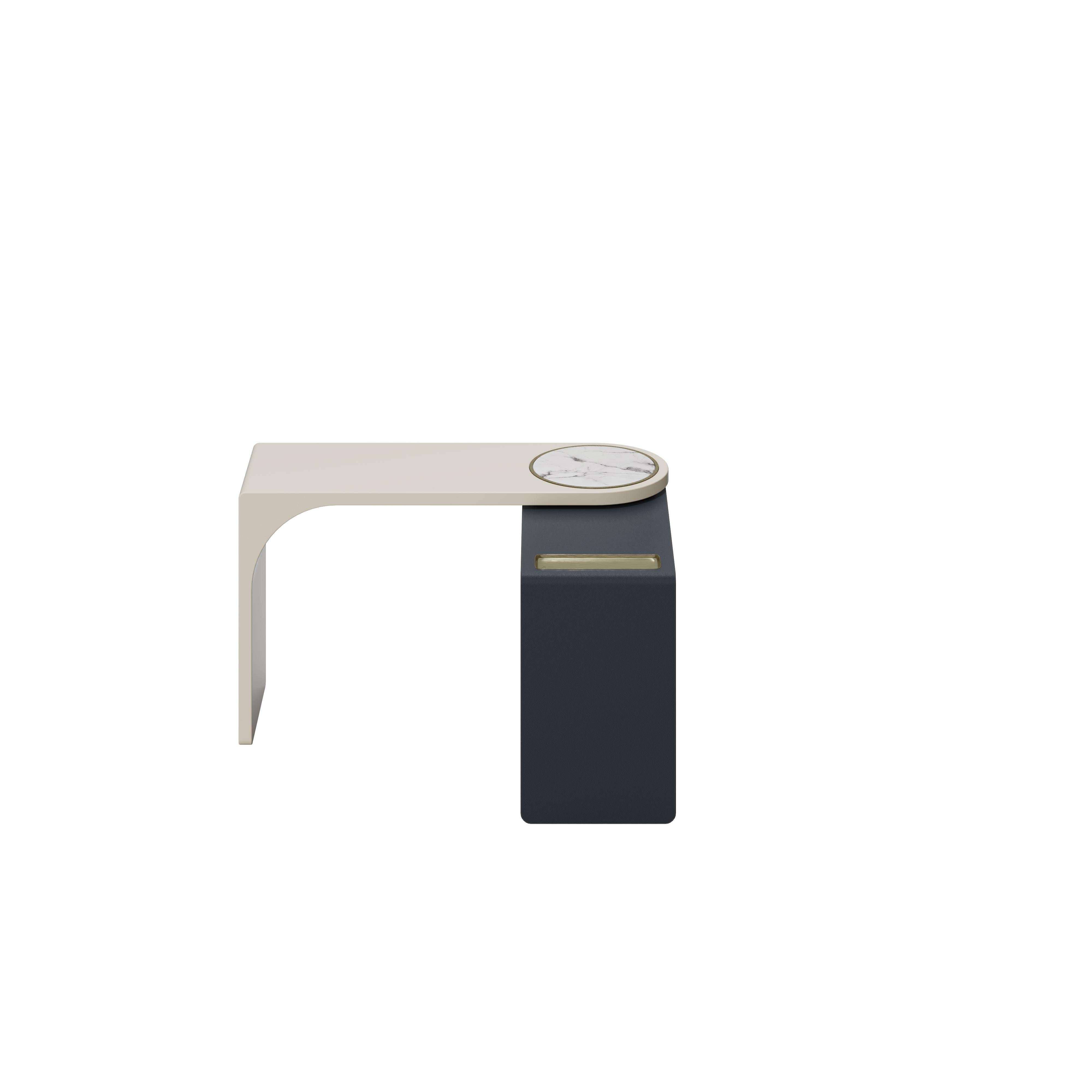 Cuir Console de Floride du 21e siècle en bois laqué et cuir brossé en vente