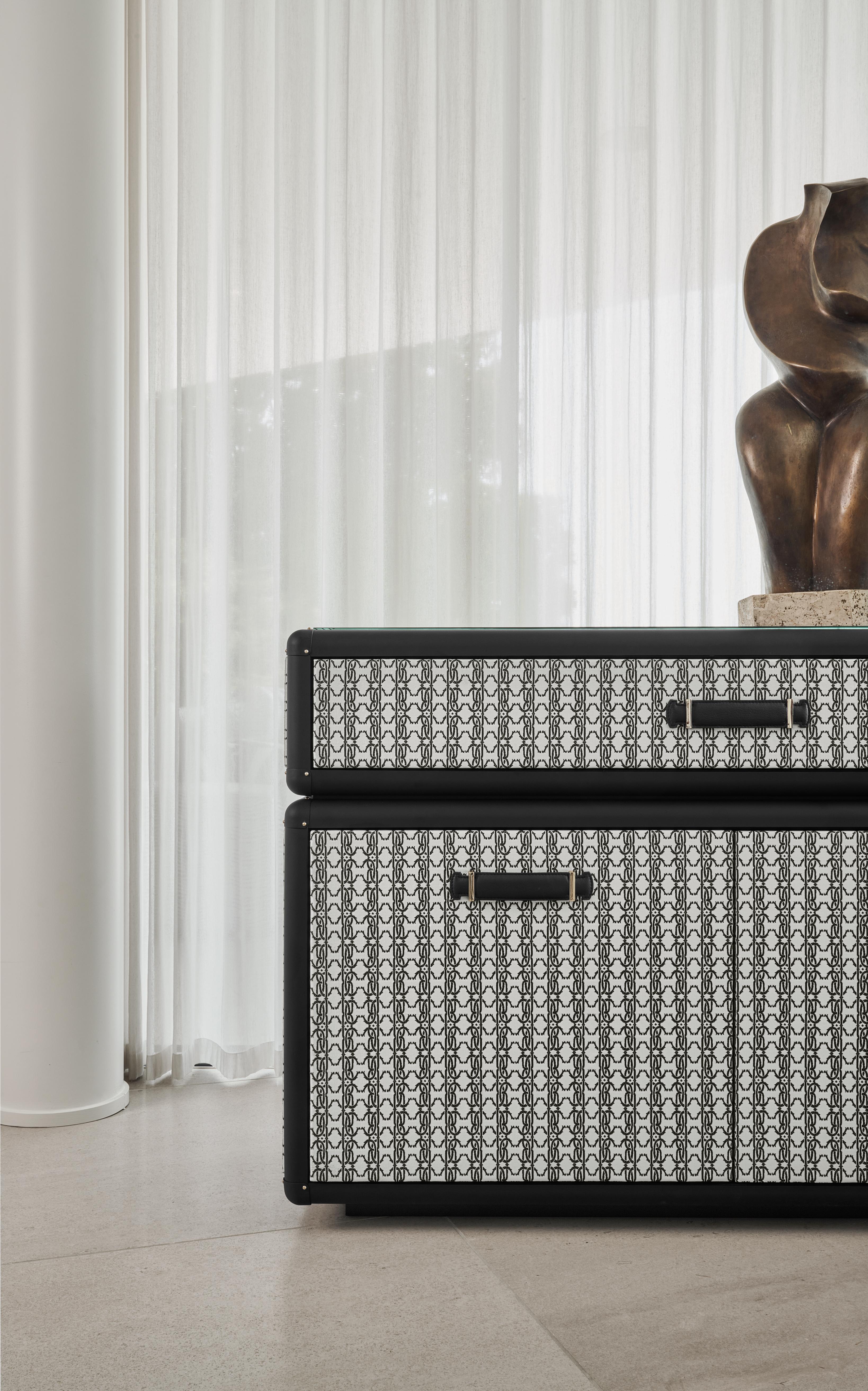 Wood 21st Century Fly Case Sideboard in Jacquard by Roberto Cavalli Home Interiors For Sale