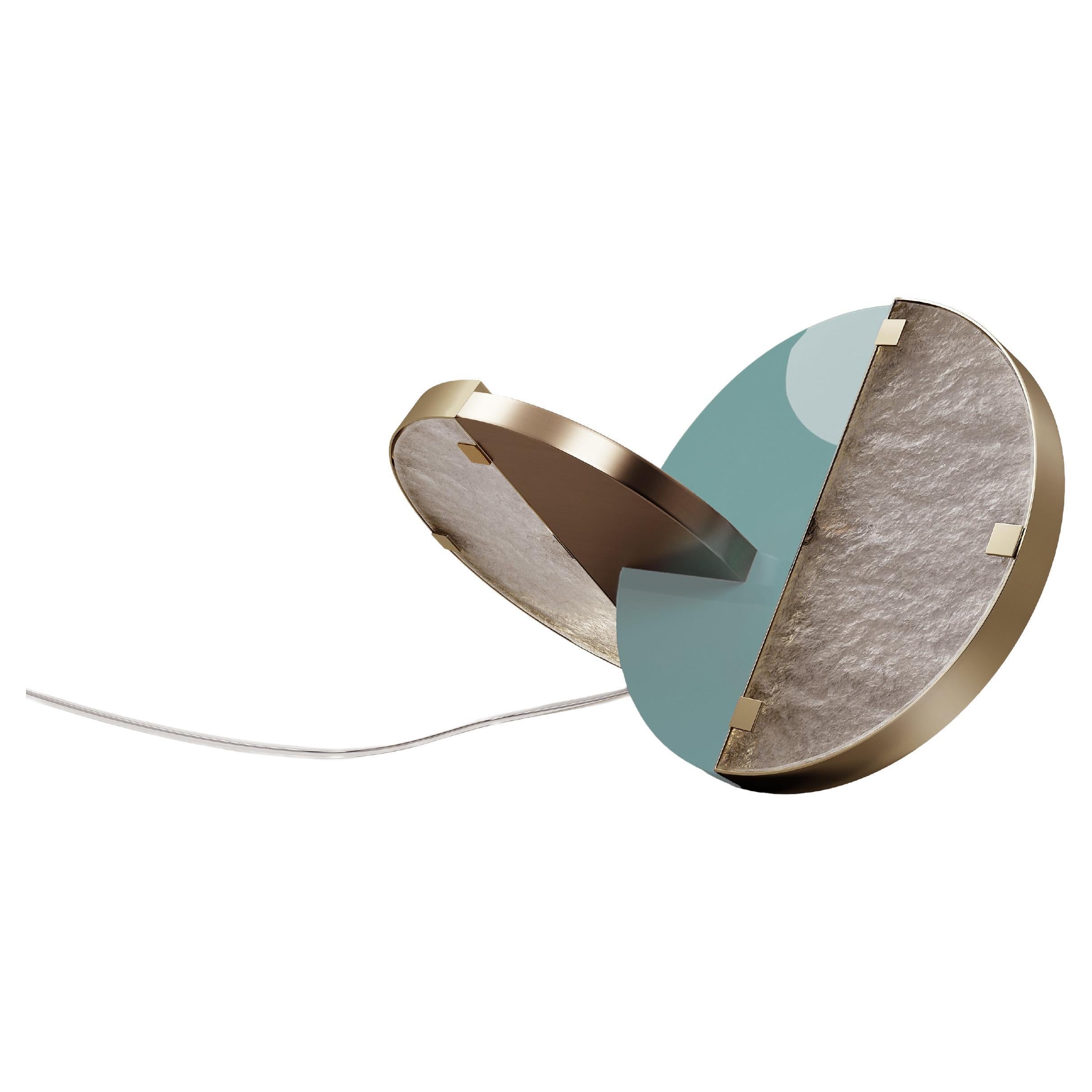 Fly-Tischlampe aus Messing, handgefertigtes Glas, 21. Jahrhundert