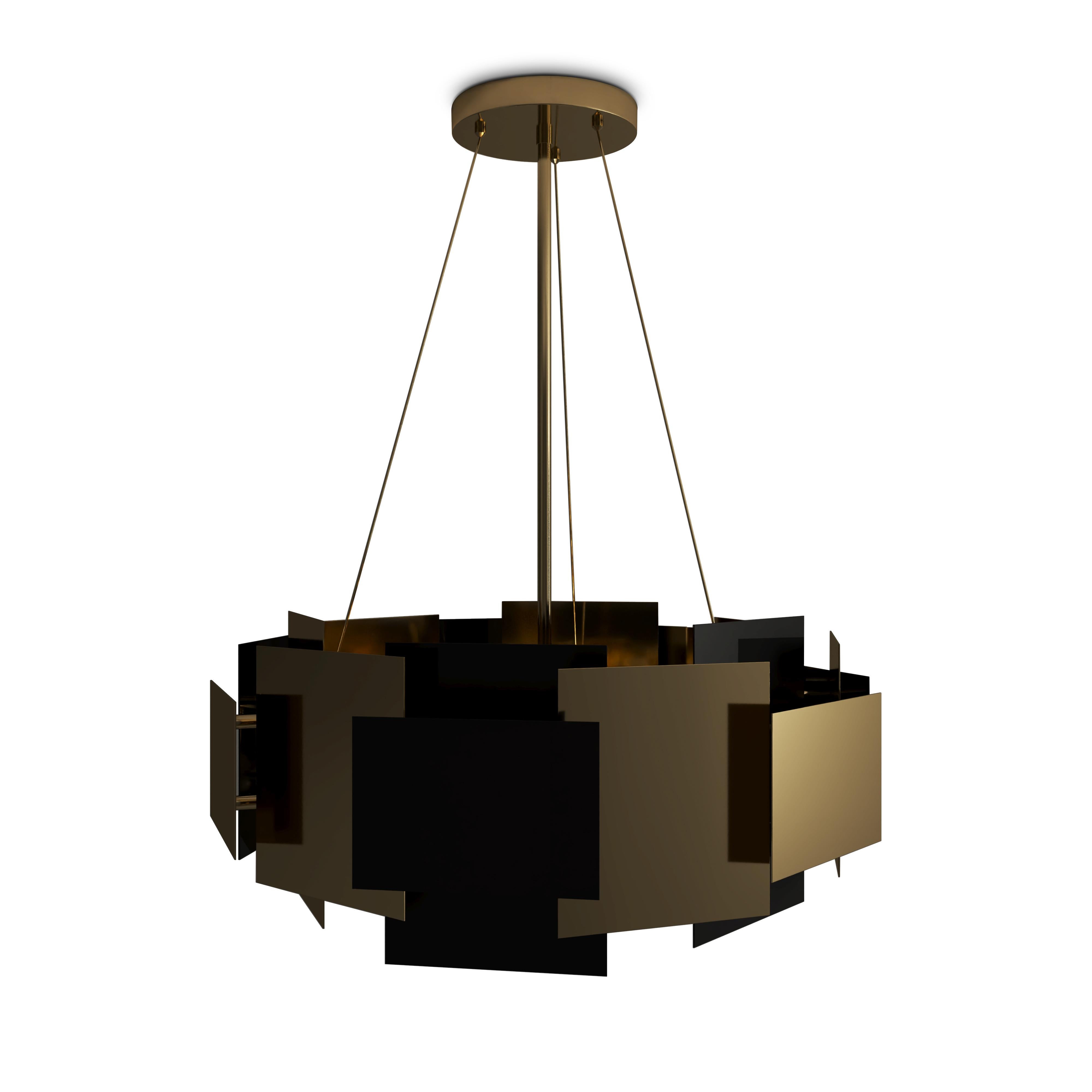 21st Century Fo Tan II Suspension Lamp Brass Layers by Creativemary In New Condition For Sale In RIO TINTO, PT