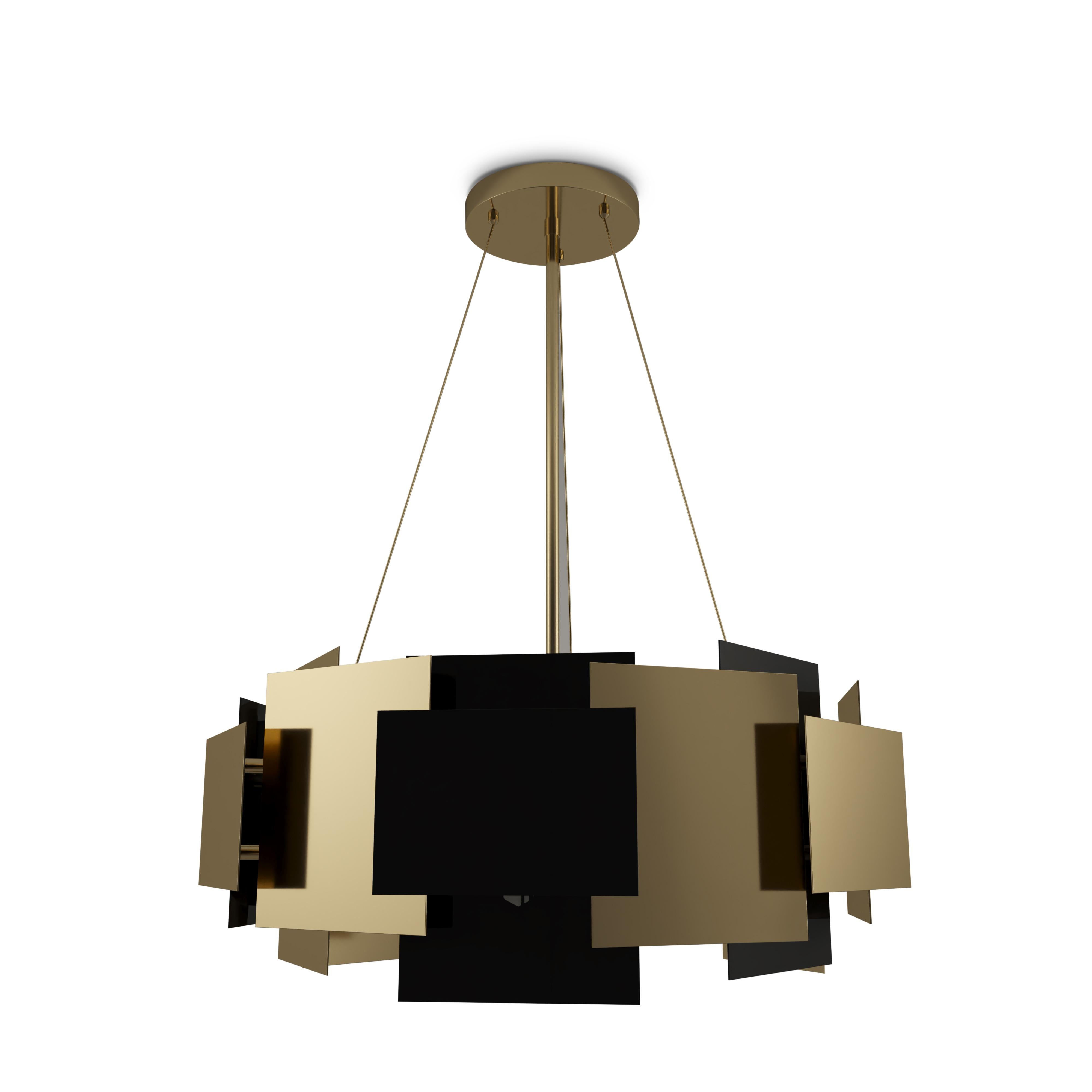 Contemporary 21st Century Fo Tan II Suspension Lamp Brass Layers by Creativemary For Sale