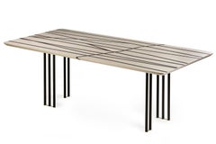 21st Century Foresta Inlaid Table in Birch, Black Ash, Metal Legs, Made in Italy