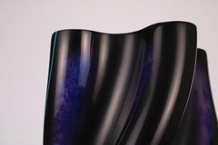 21st Century, Four Lobe Blue and Purple Lacquered Ceramic Vessel