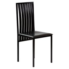 21st Century Frac Chair, Lacquered Iron and Black Leather, Made in Italy