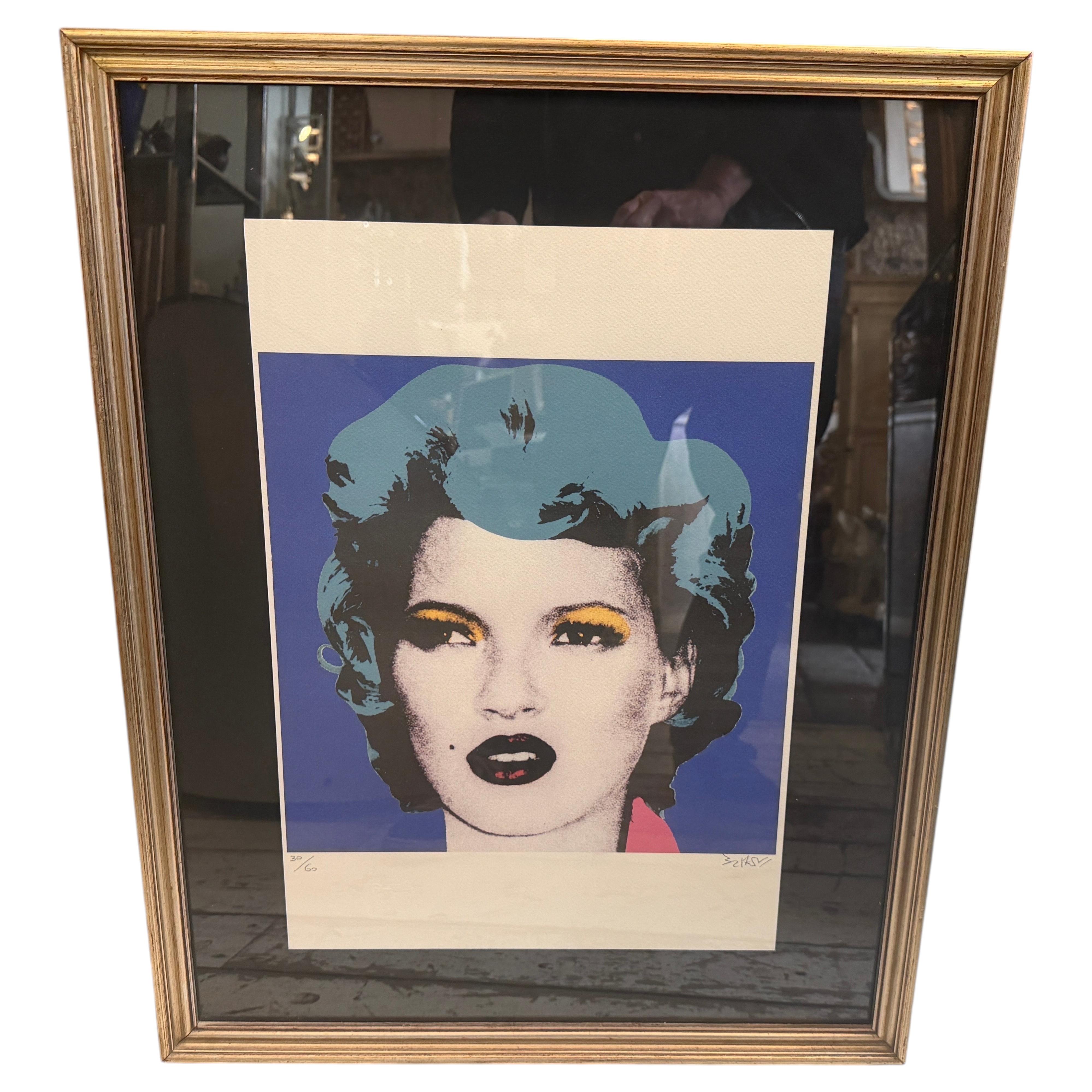 21st Century Framed Kate Moss 30/60 Numbered Lithography by Banksy