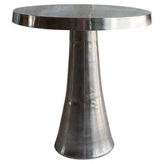 21st Century French Anna Nickel Side Table - Small Round Sofa Table