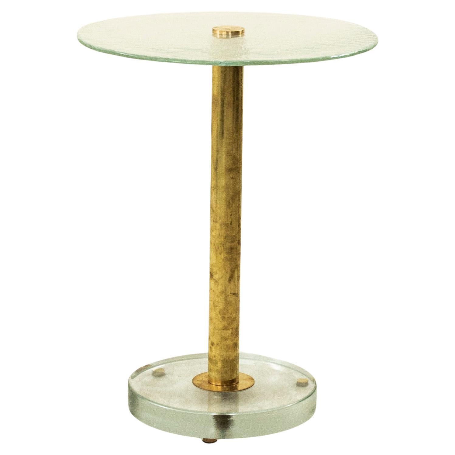 Table de bistrot en verre de Murano et laiton du 21e siècle de style Art déco français