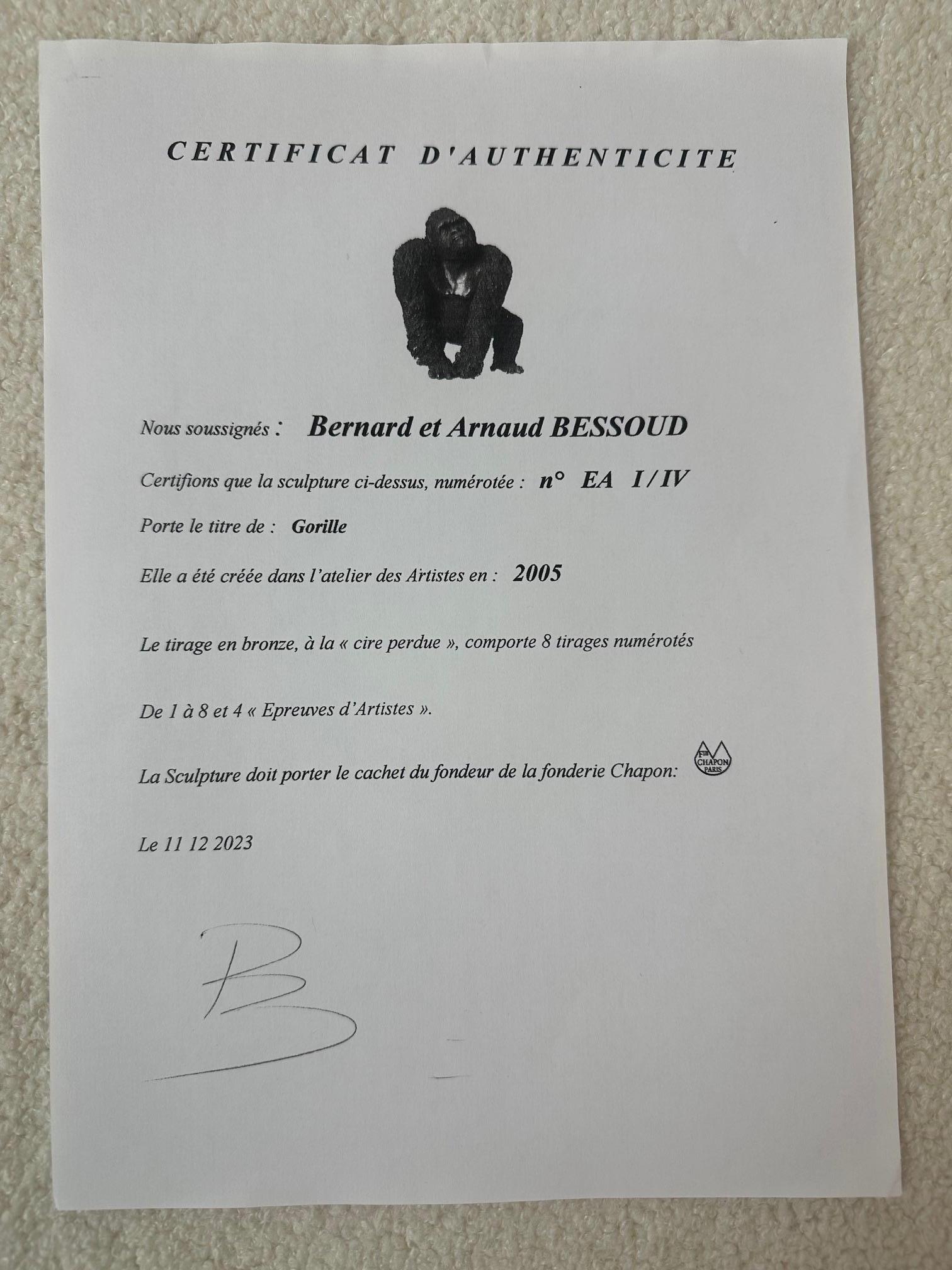 Scultura in bronzo di gorilla francese del XXI secolo di Bernard & Arnaud Bessoud in vendita 7