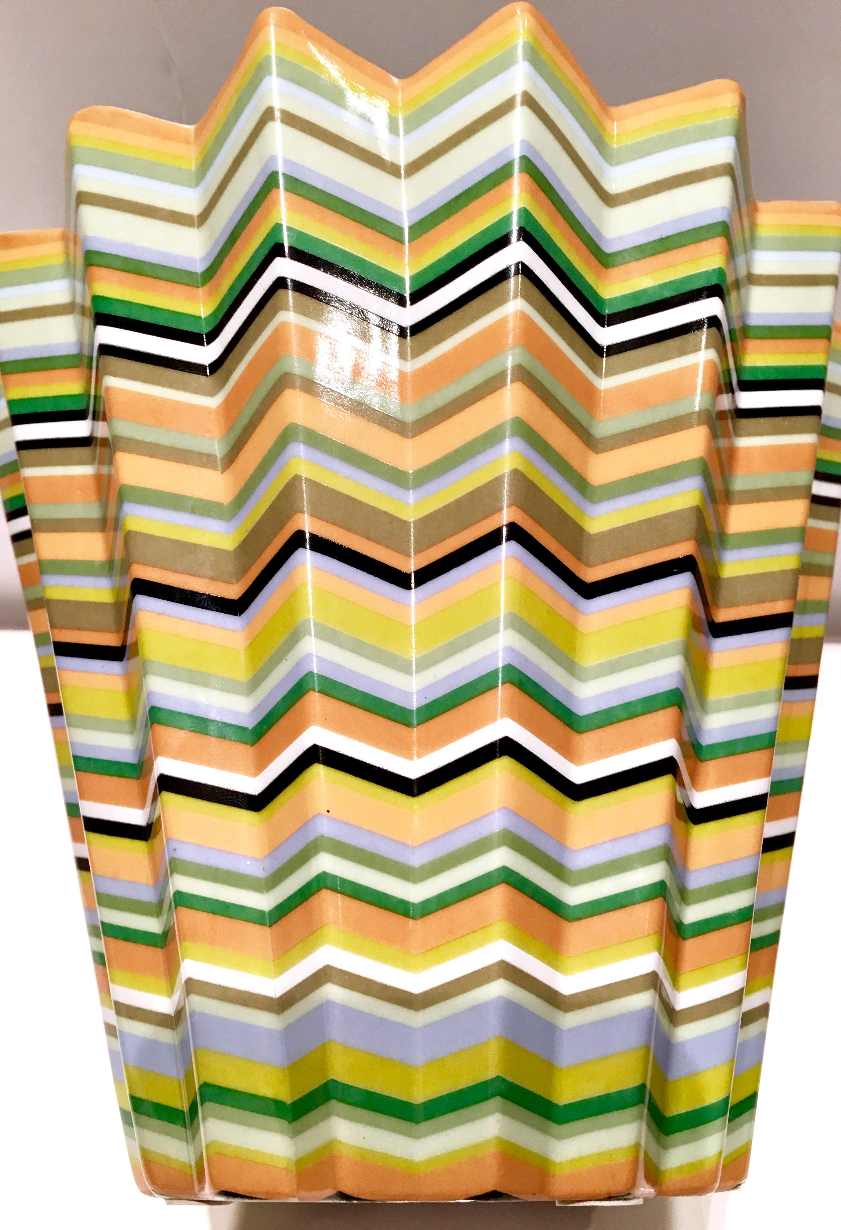 21st Century French Faience Missoni Style Chevron Bowl by, Fabienne Jouvin-Paris In Excellent Condition In West Palm Beach, FL