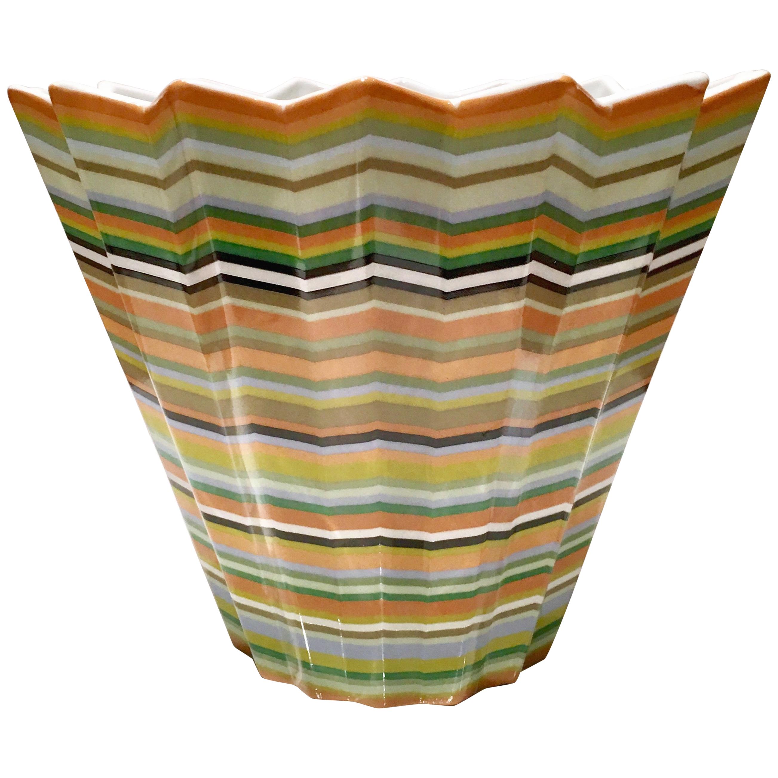 21st Century French Faience Missoni Style Chevron Bowl by, Fabienne Jouvin-Paris