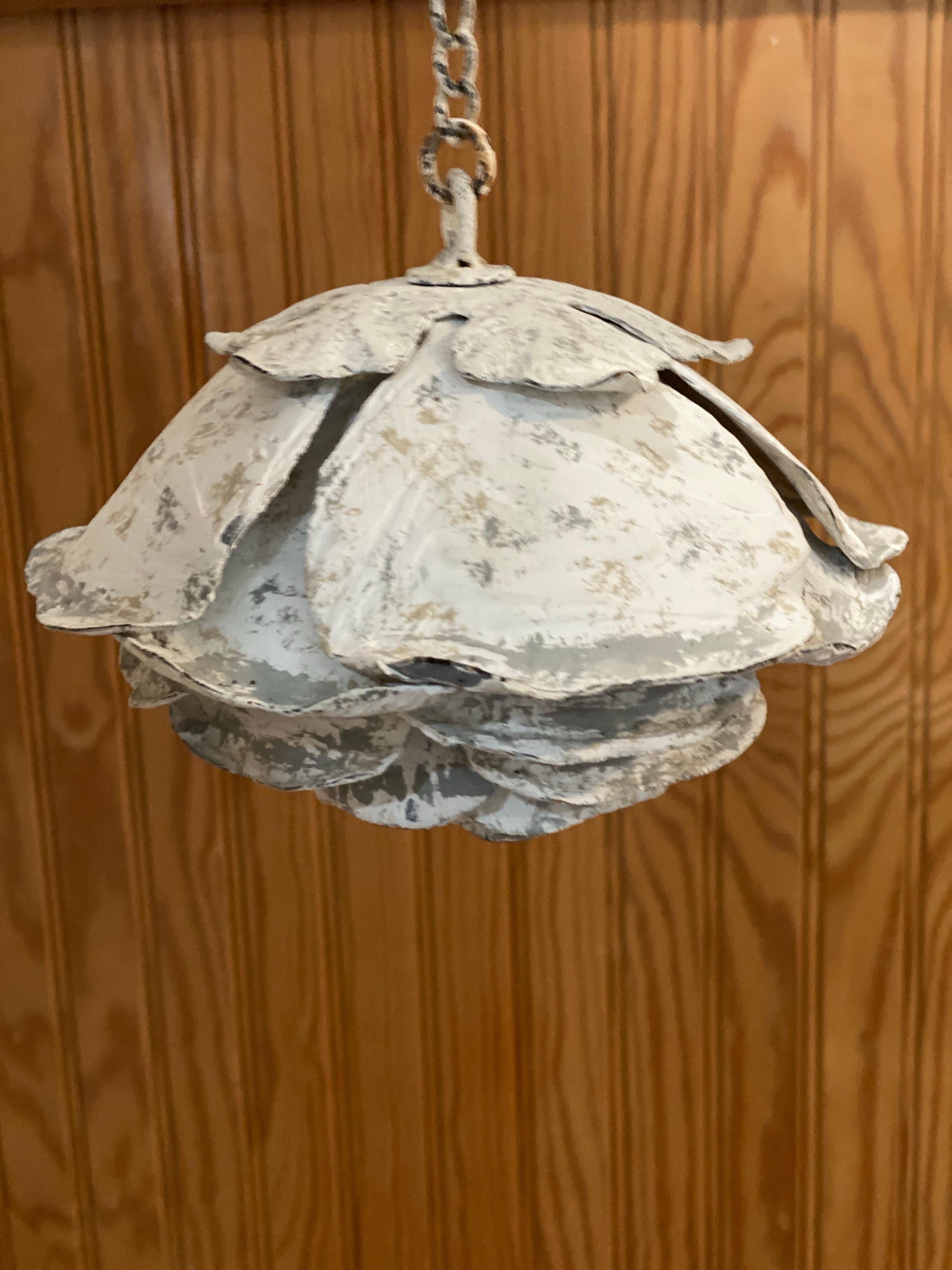 21st Century French Floral Metal Painted Chandelier For Sale 16