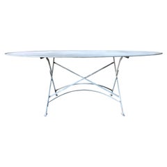21st Century French Grey Folding Table, Metal Dining Table