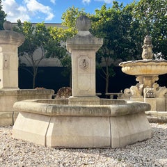 21st Century French Petite Octagonal Central Limestone Fountain