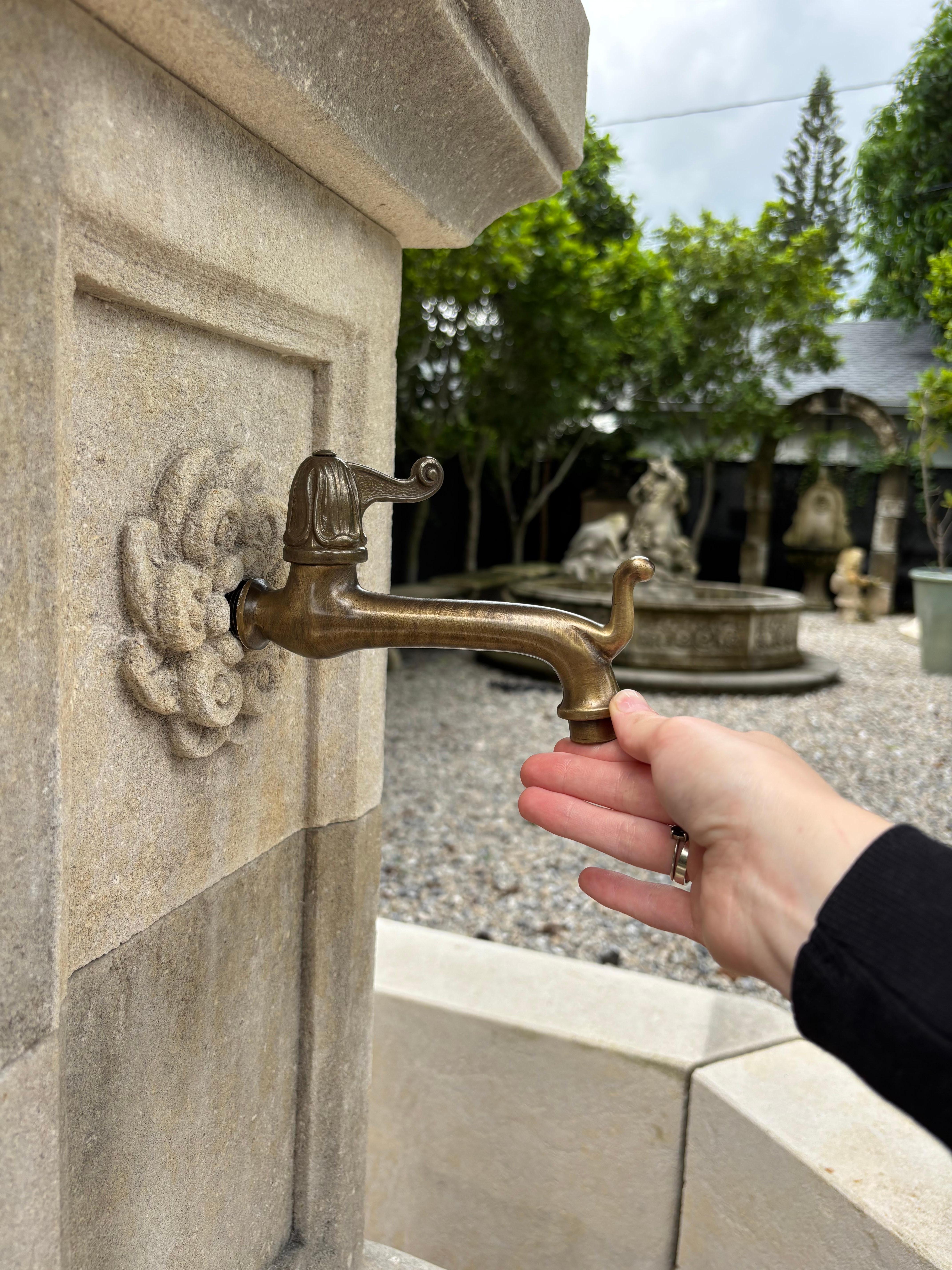 Contemporary 21st Century French Petite Octagonal Central Limestone Fountain For Sale