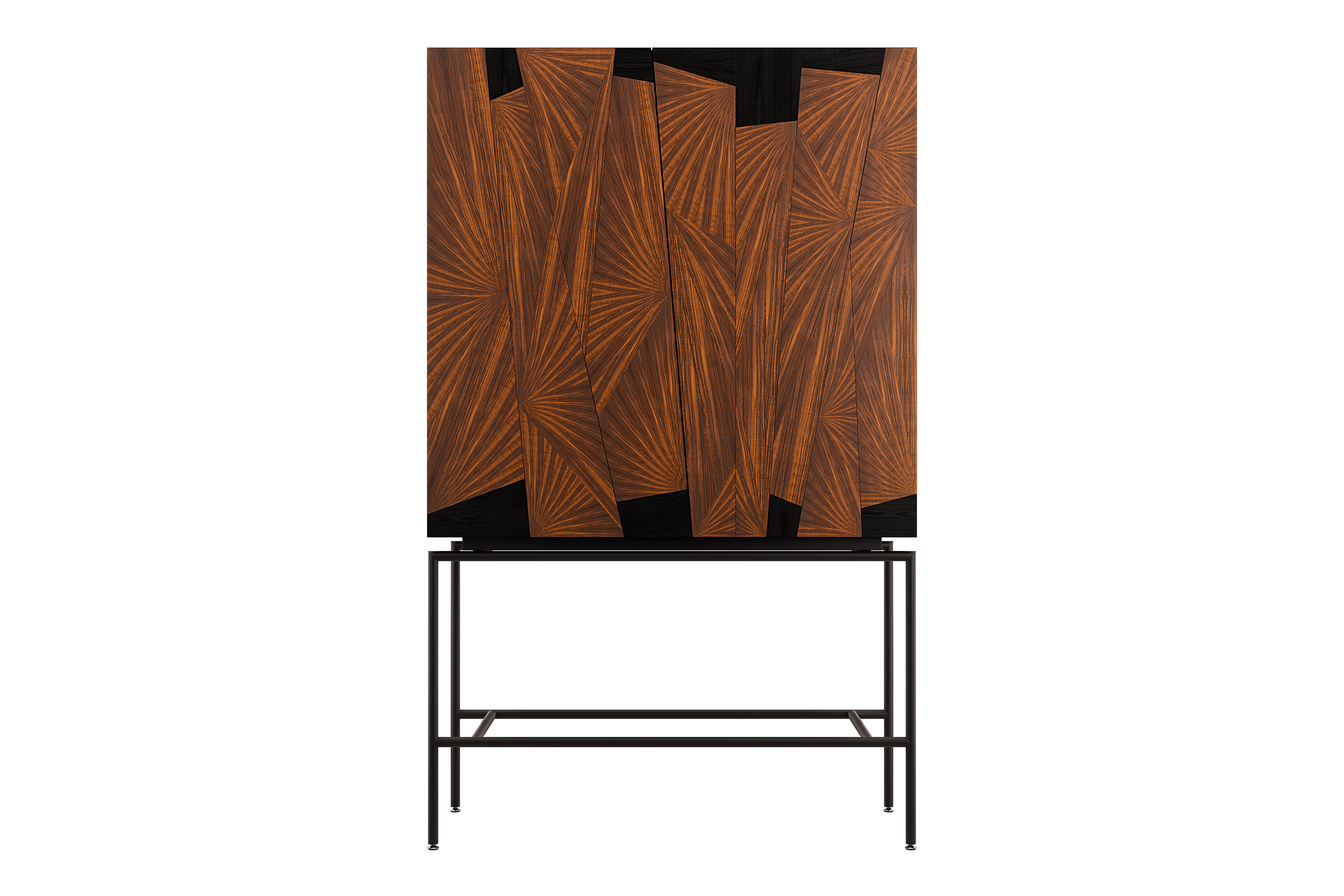 21st Century Frida Cabinet, Rosewood and Ash inlay, Made in Italy by Hebanon