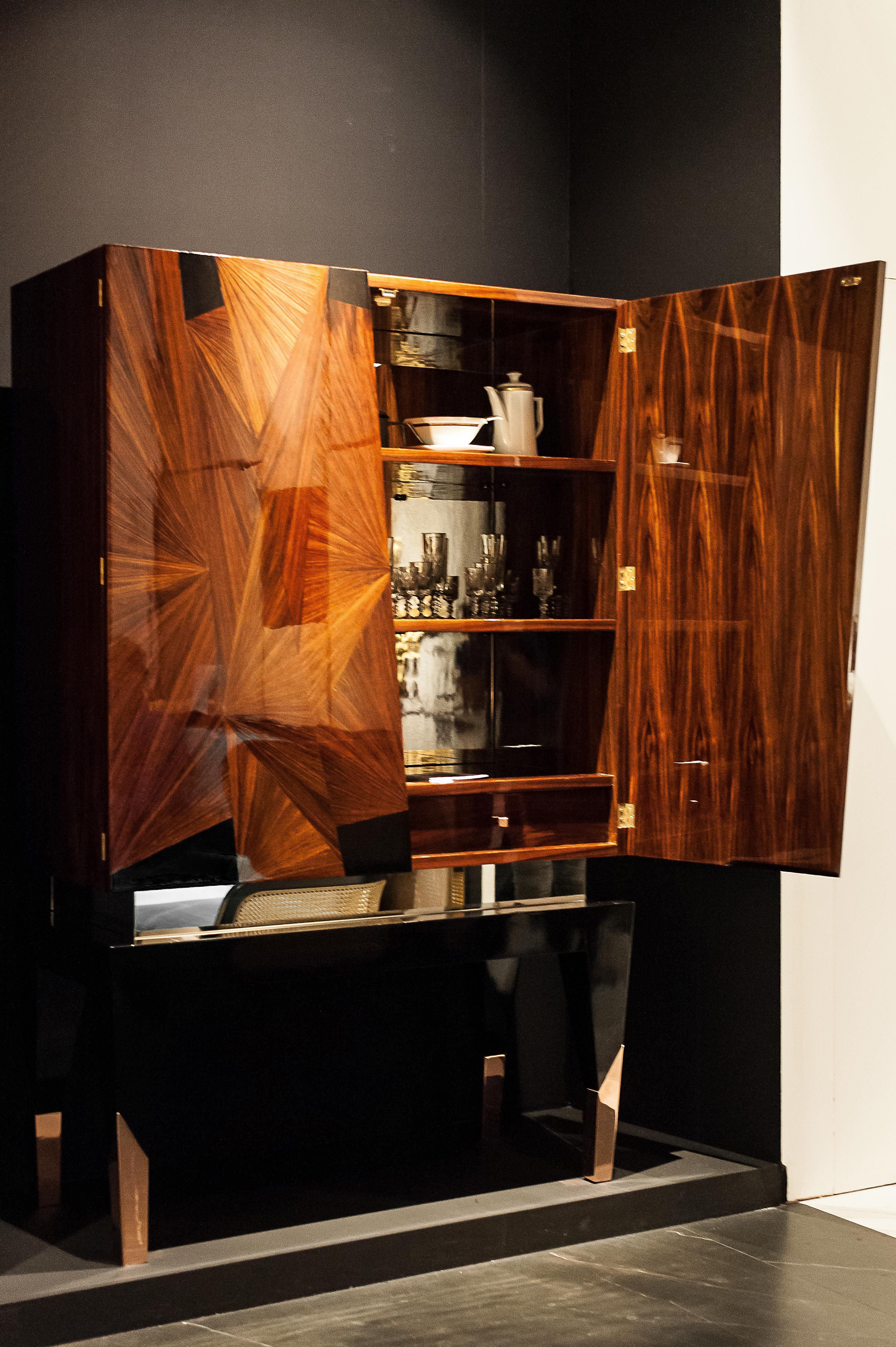 Italian 21st Century Frida Cabinet, Rosewood and Ash Inlay, Made in Italy by Hebanon For Sale