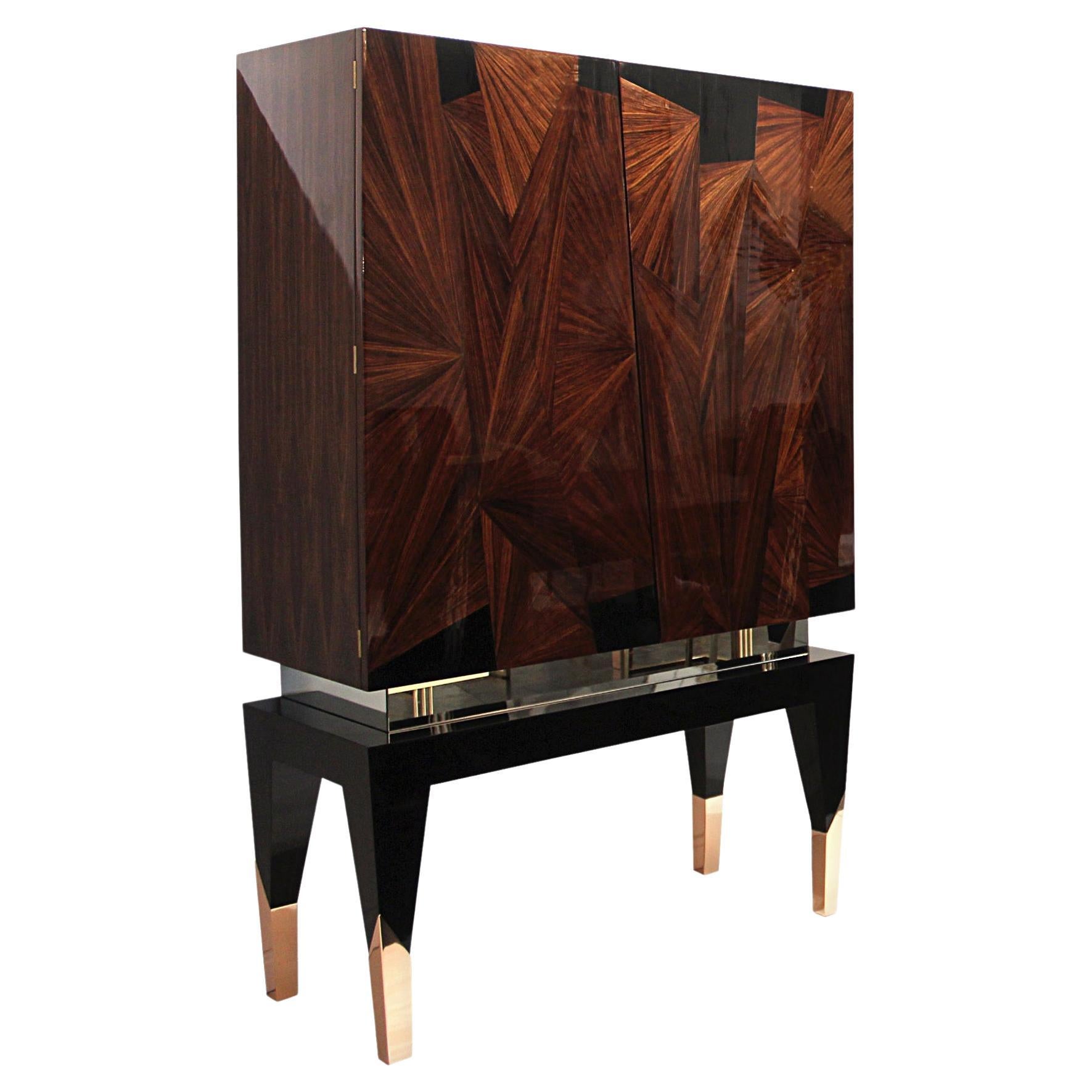 21st Century Frida Cabinet, Rosewood and Ash Inlay, Made in Italy by Hebanon