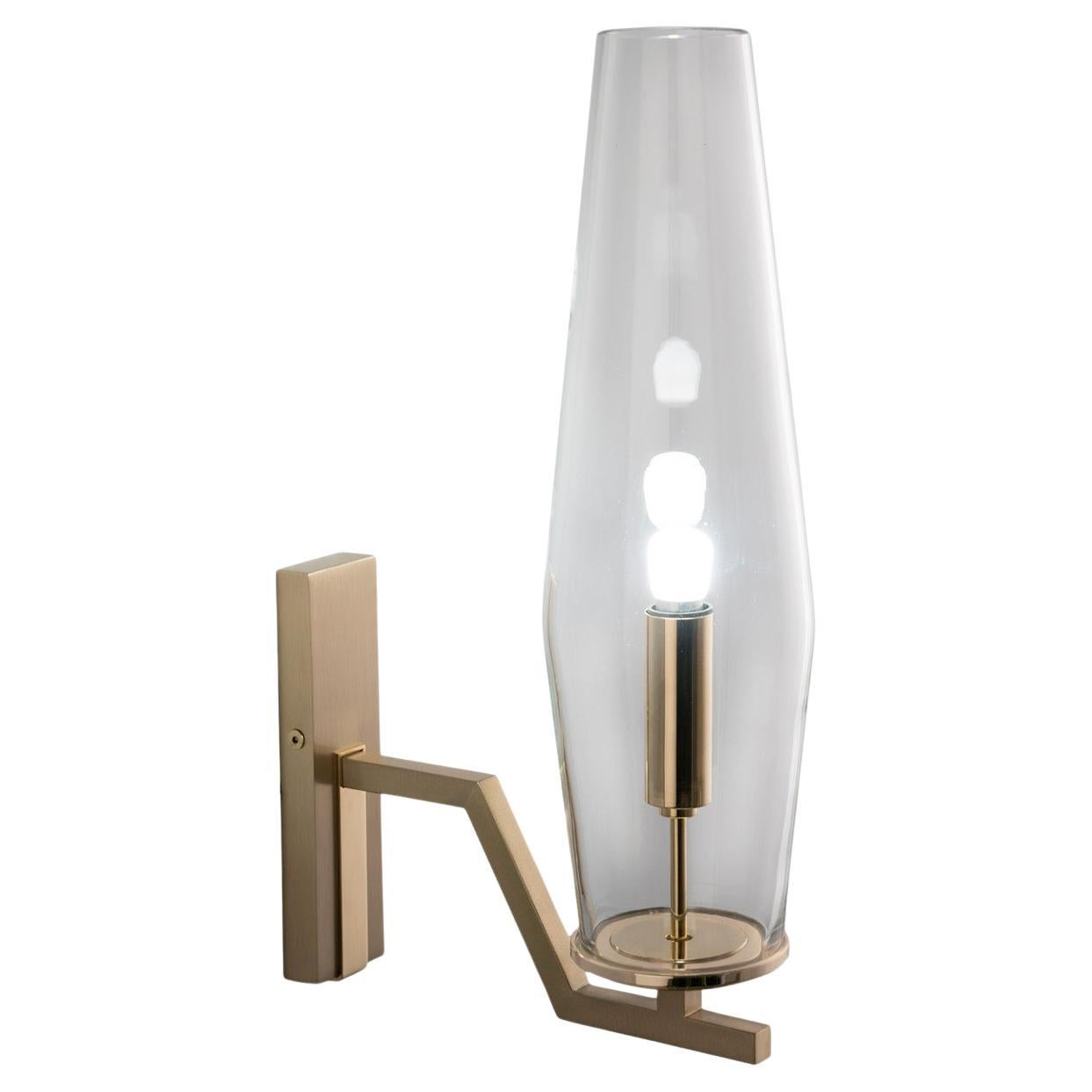 21st Century Frida Clear Blown Glass and Brass Wall lamp by Patrizia Garganti For Sale