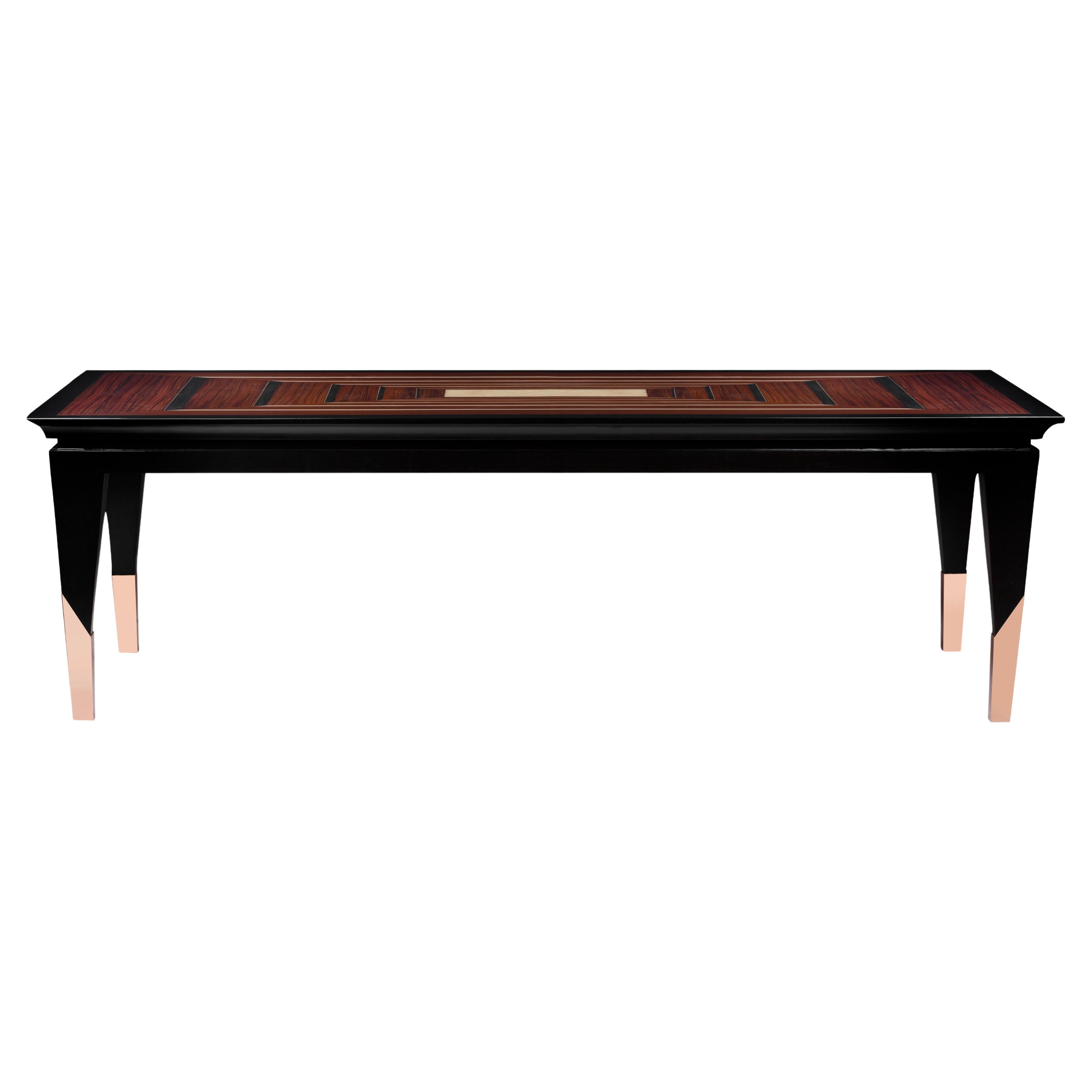 21st Century Frida Inlaid Table in Rosewood and Mother-of-pearl, Made in Italy For Sale
