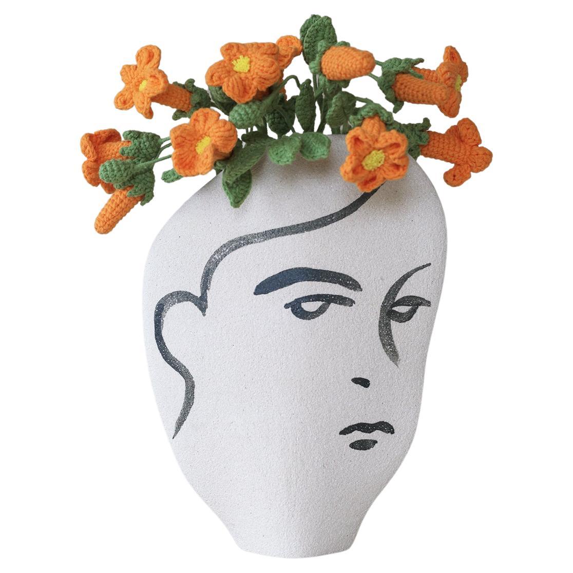 21st Century ‘Frida N°1’, in White Ceramic, Hand-Crafted in France