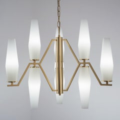 21st Century Frida White Blown Glass and Brass Chandelier by Patrizia Garganti