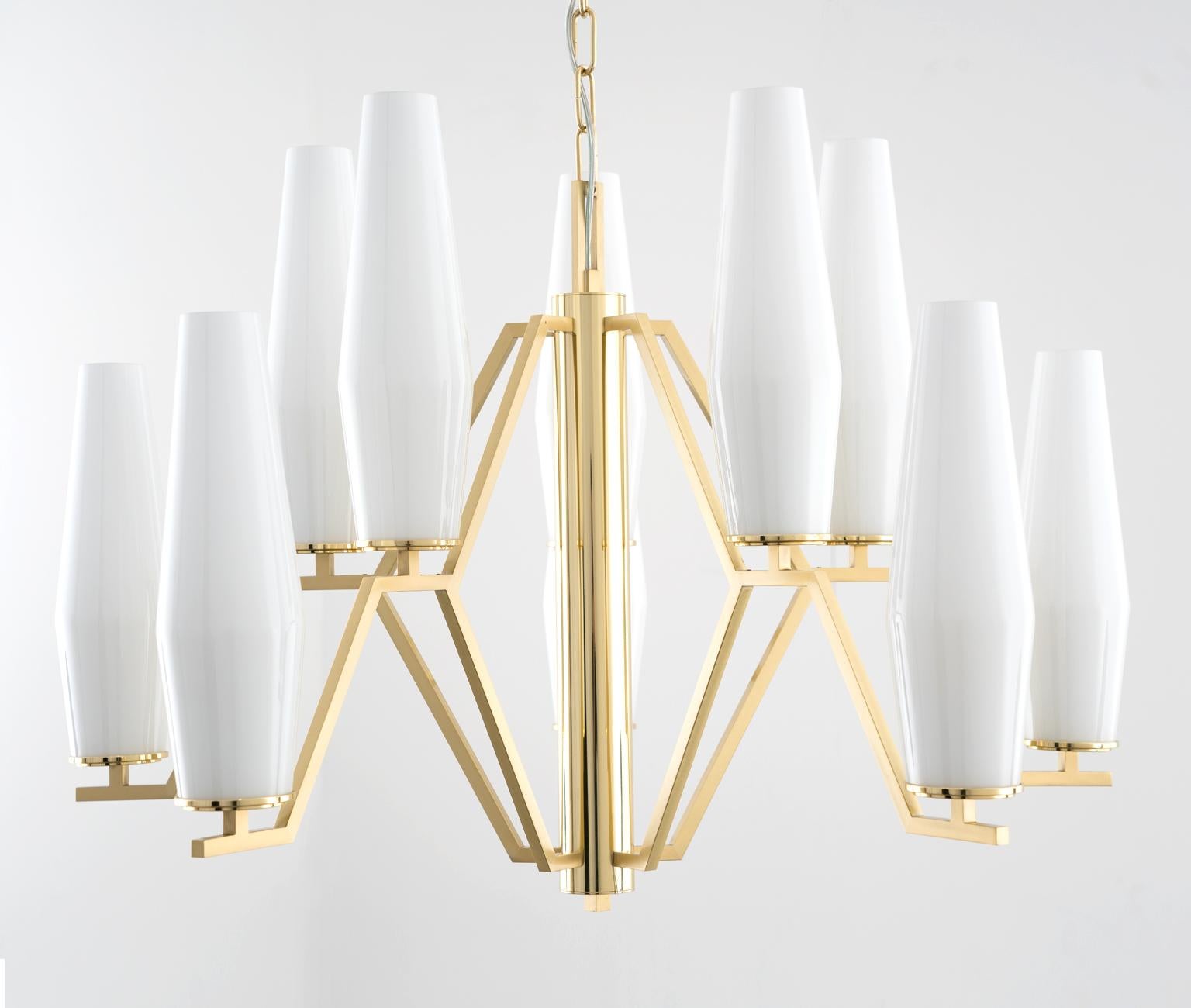 21st Century Frida White Blown Glass and Brass Chandelier by Patrizia Garganti In New Condition For Sale In Sesto Fiorentino, IT