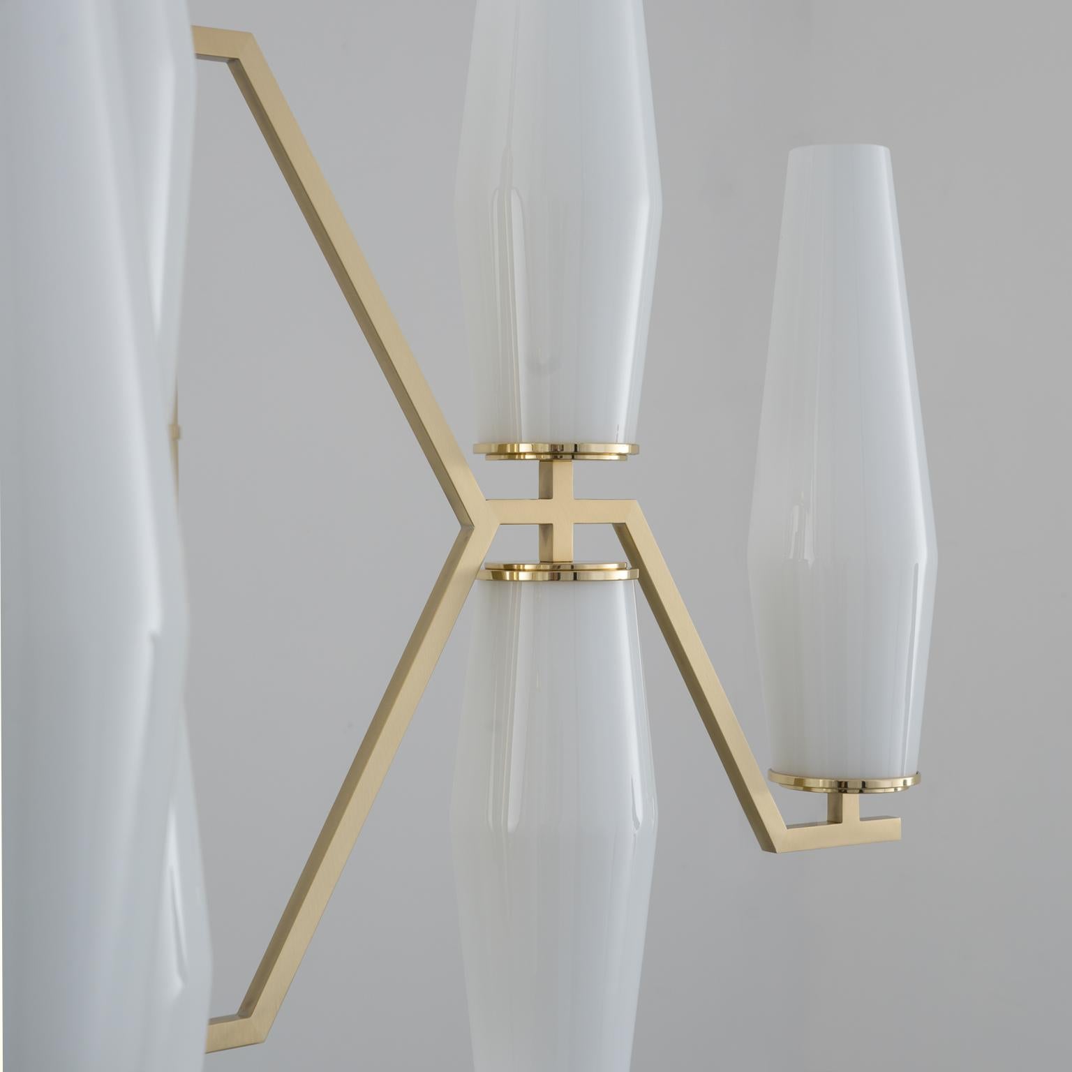 Italian 21st Century Frida White Blown Glass and Brass Chandelier by Patrizia Garganti For Sale