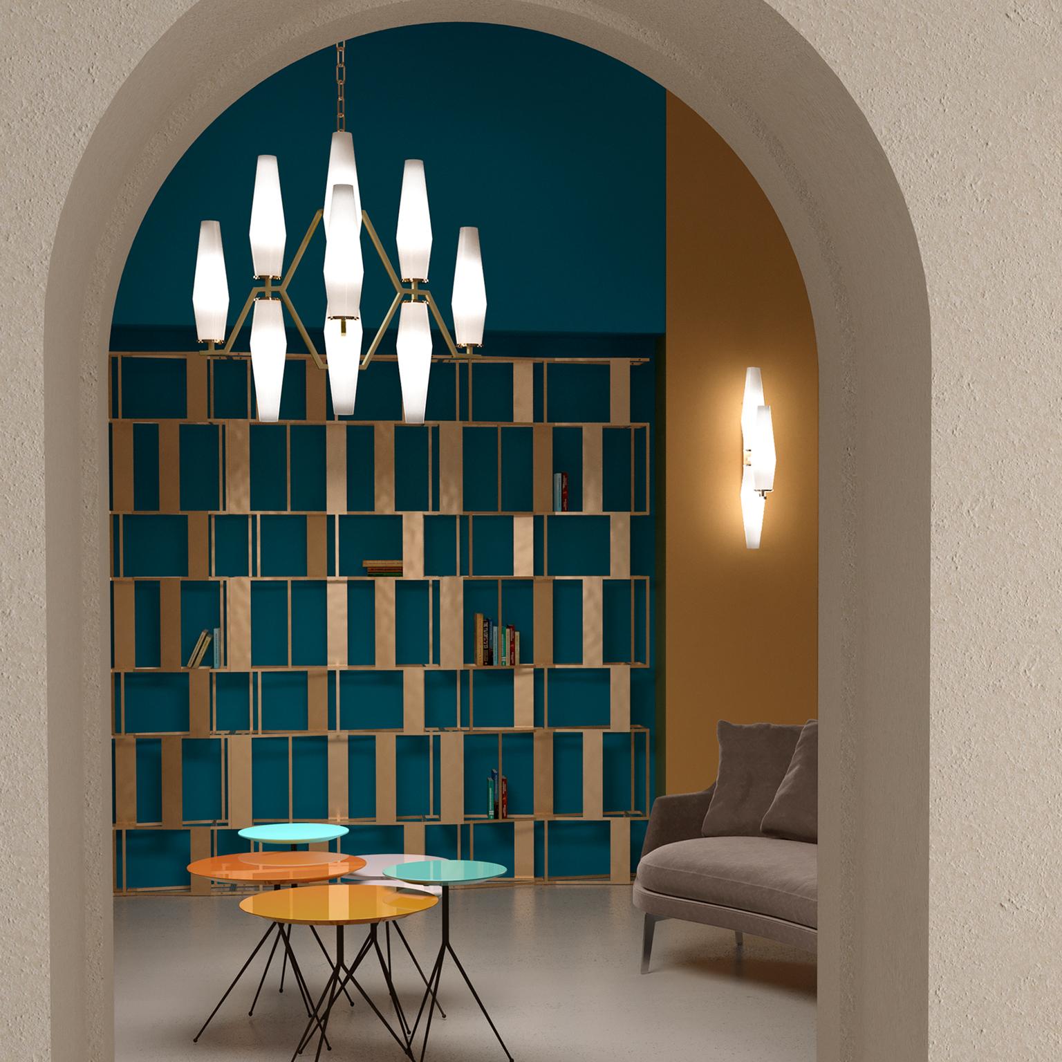Contemporary 21st Century Frida White Blown Glass and Brass Chandelier by Patrizia Garganti For Sale