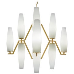 21st Century Frida White Blown Glass and Brass Chandelier by Patrizia Garganti