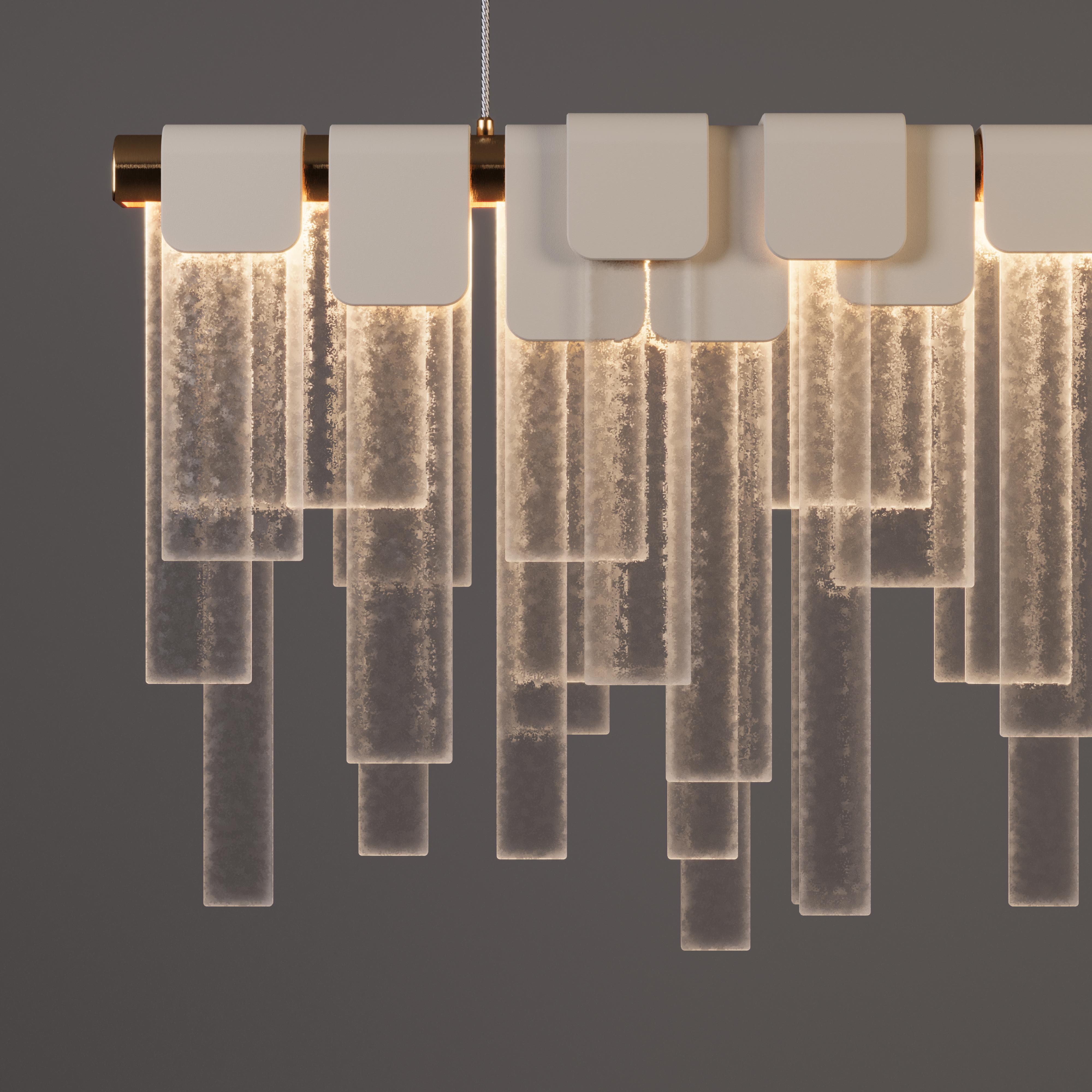 21° Lampada a Sospensione Frostlight Vetro Artigianale Ottone Fatto a mano in Portogallo in vendita 9