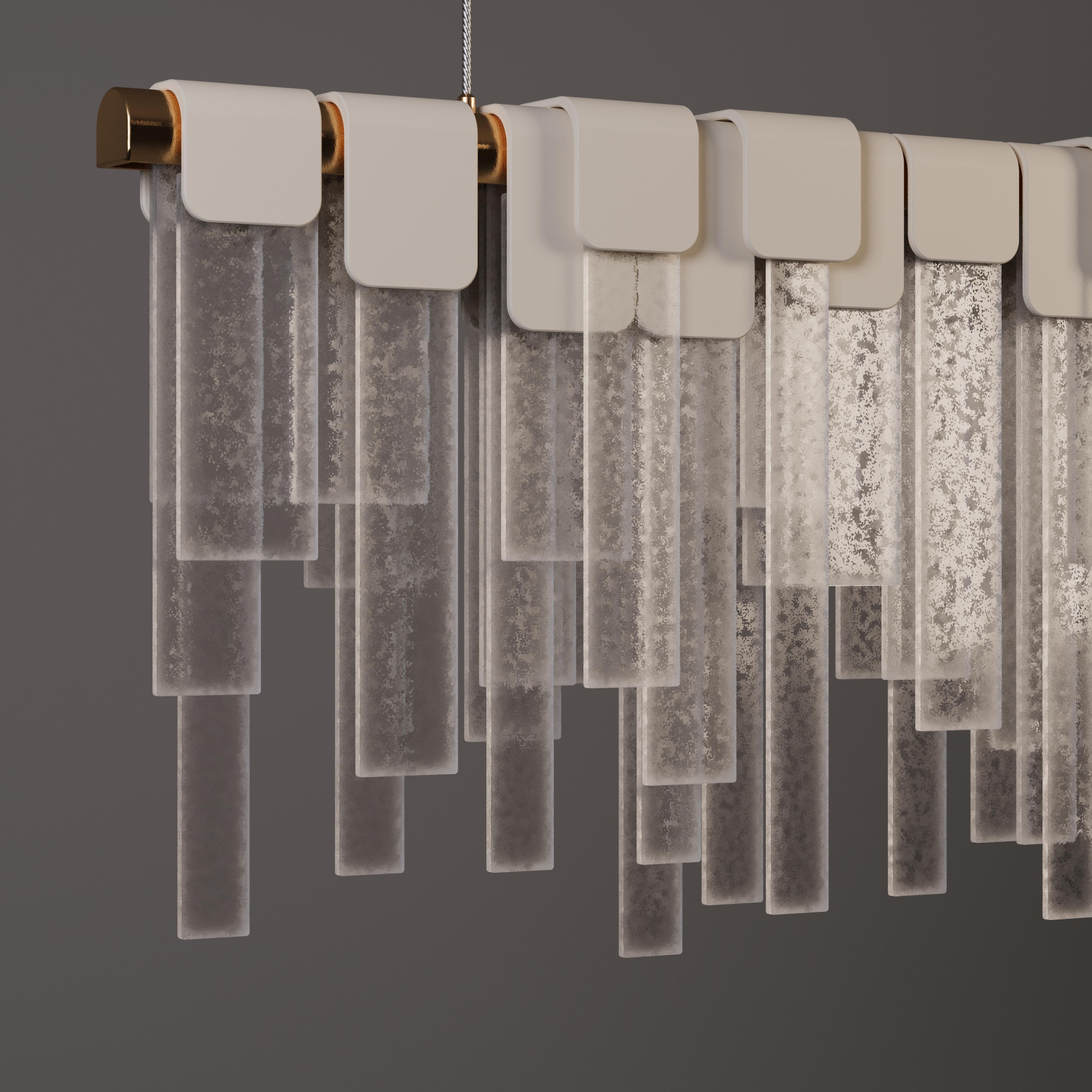 21° Lampada a Sospensione Frostlight Vetro Artigianale Ottone Fatto a mano in Portogallo in vendita 10