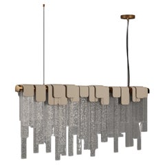 21st Frostlight Suspension Lamp Artisanal Glass Brass Handmade in Portugal