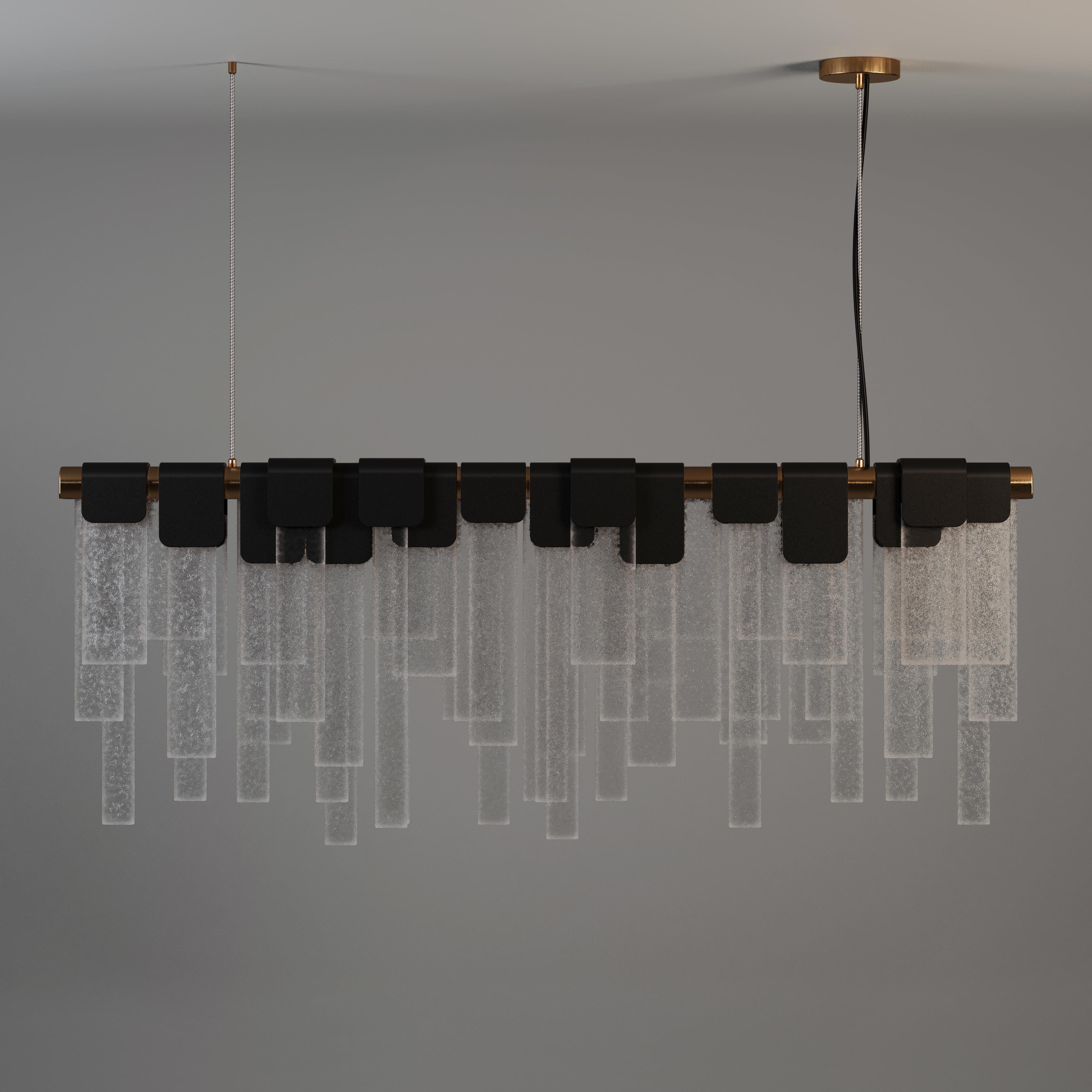 21st Century Frostlight Suspension Lamp Artisanal Glass Brass In New Condition For Sale In RIO TINTO, PT