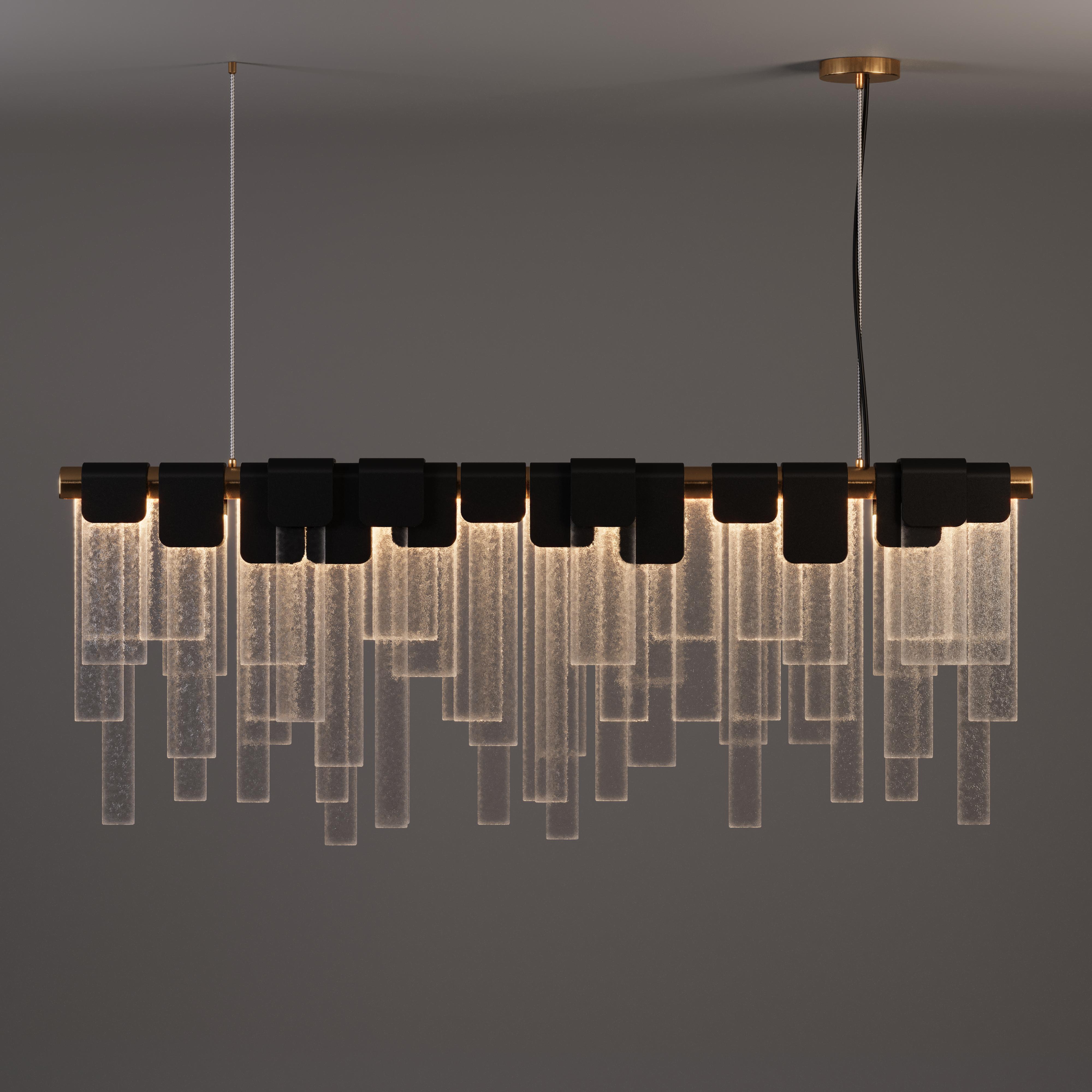 21st Century Frostlight Suspension Lamp Artisanal Glass Brass For Sale 1