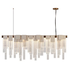 21st Century Frostlight Suspension Lamp Artisanal Glass Brass