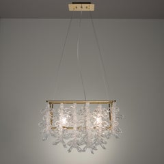 Lustre du 21e siècle en verre soufflé givré et or de Roberto Lazzeroni