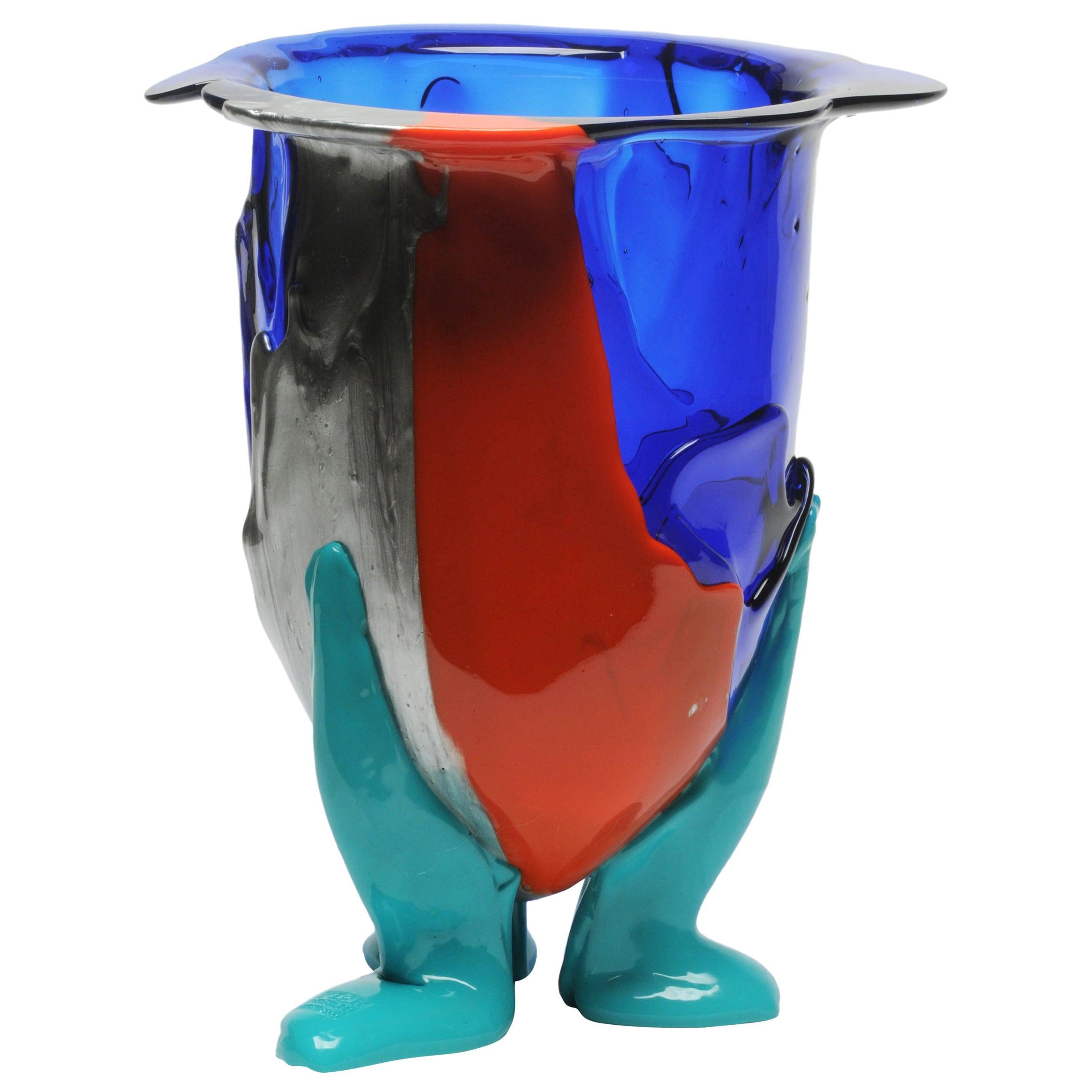 21st Century Gaetano Pesce Amazonia M Vase Soft Resin Blue Red Turquoise Silver For Sale