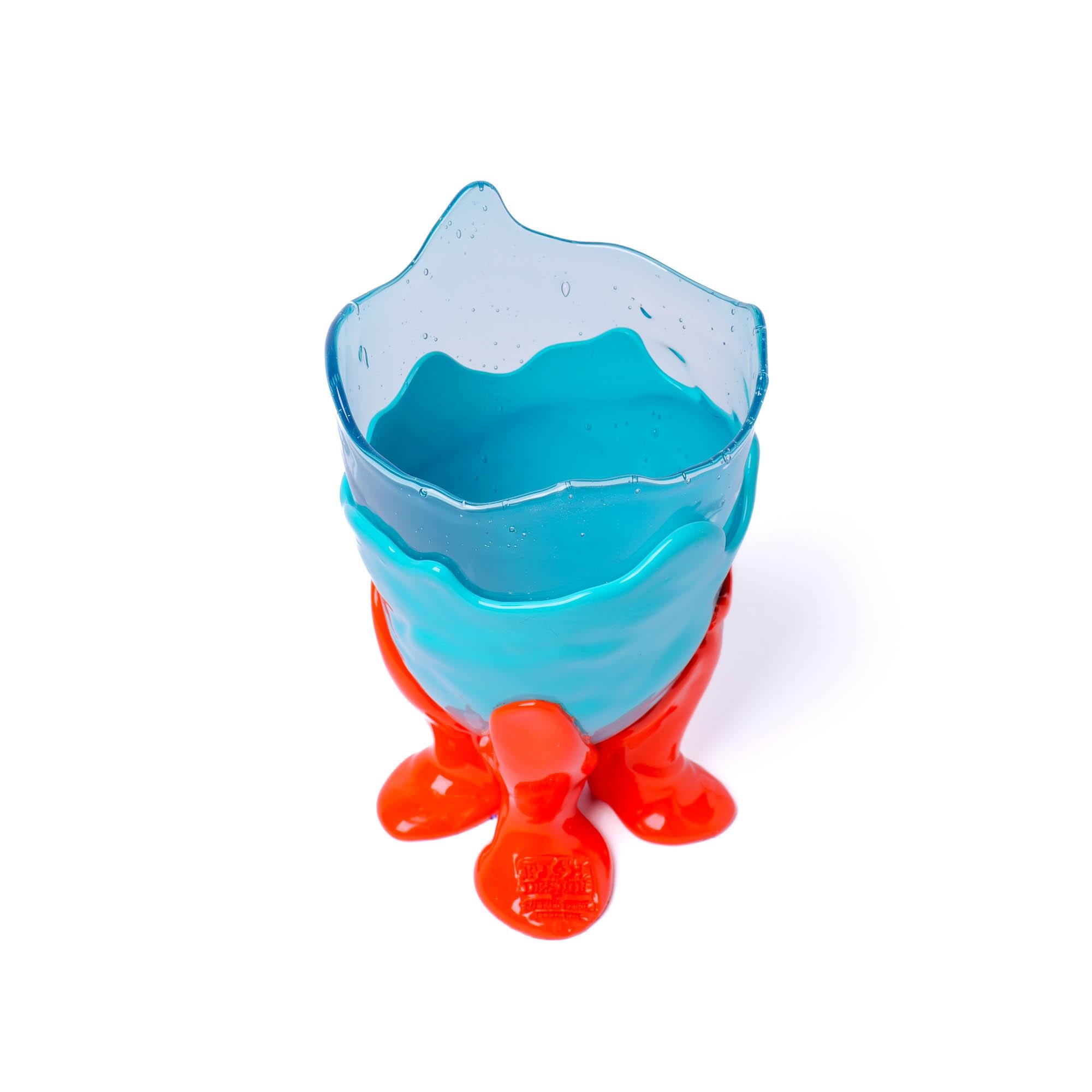 Arts and Crafts Gaetano Pesce Clear Vase M Resin Aqua Turquoise Orange For Sale