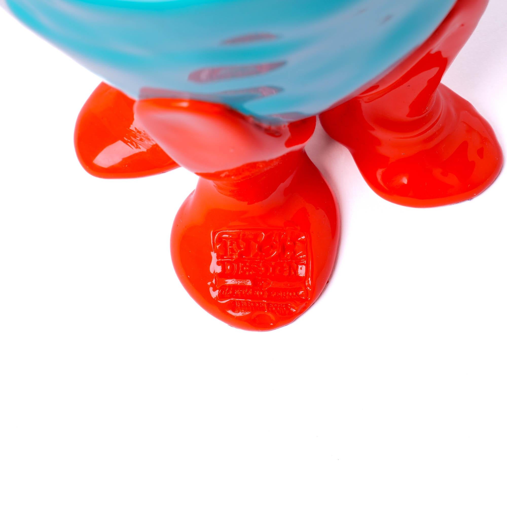 Italian Gaetano Pesce Clear Vase M Resin Aqua Turquoise Orange For Sale