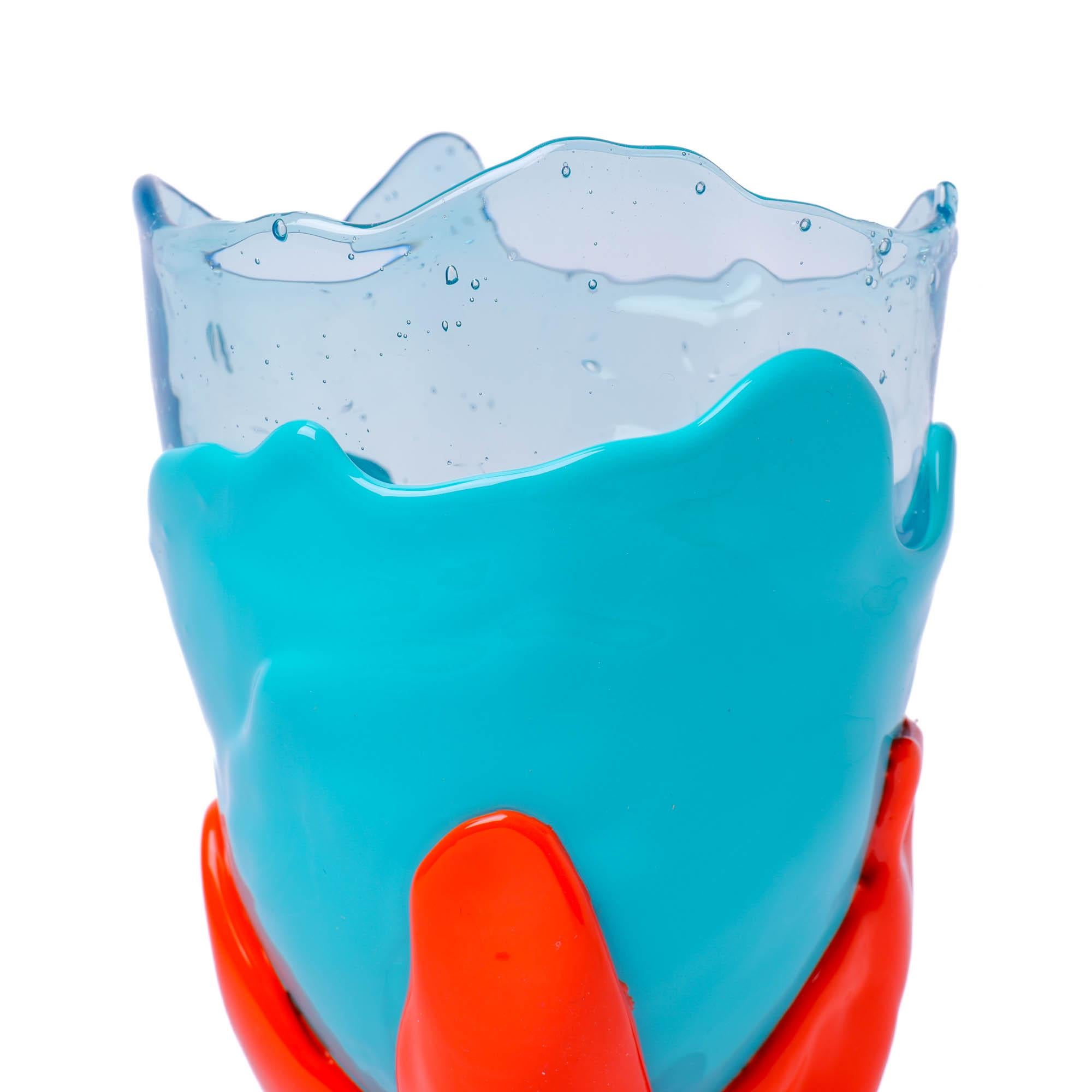 Gaetano Pesce Clear Vase M Resin Aqua Turquoise Orange In New Condition For Sale In barasso, IT