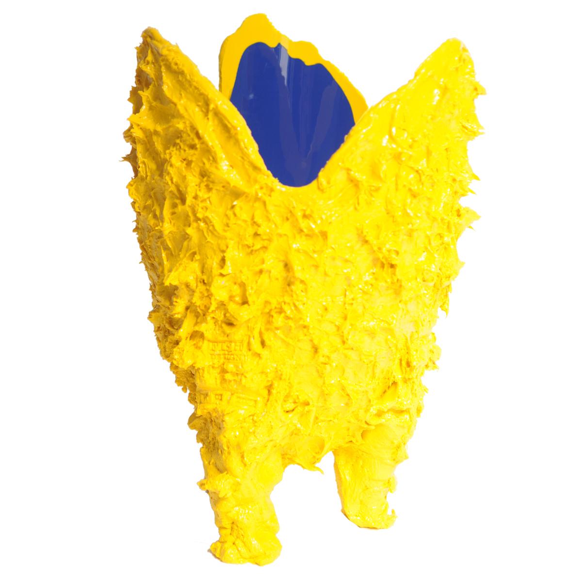 Arts and Crafts 21st Century Gaetano Pesce Lava L Vase Resin Yellow Blue For Sale